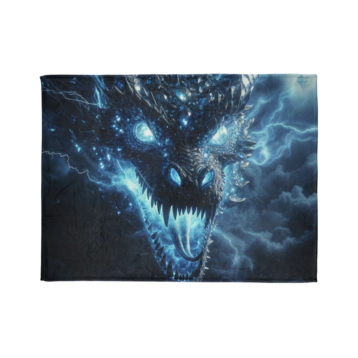 Electric Blue Dragon Blanket — Mystic Lightning Monster Throw