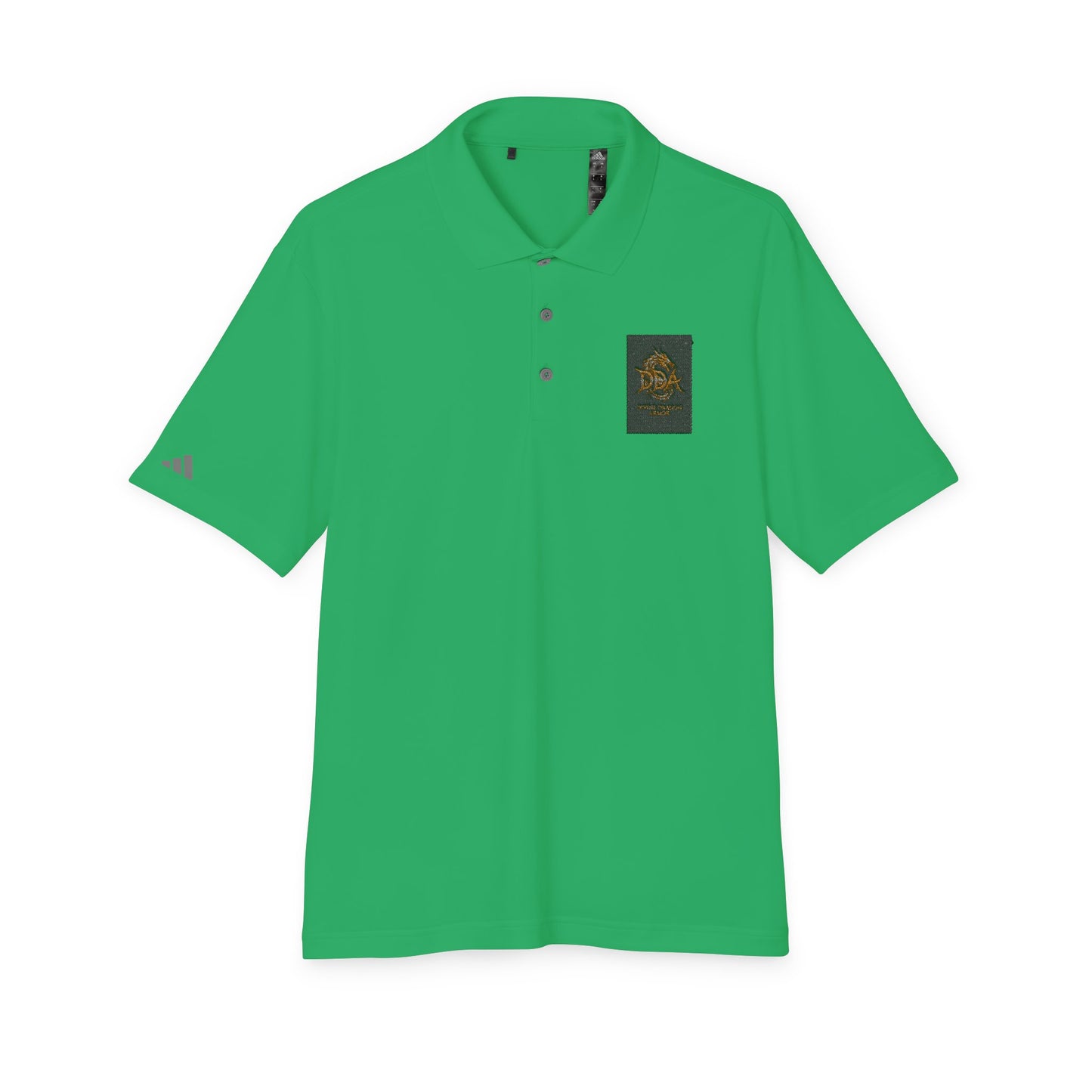 Adidas Performance Polo — Gold Crest Patch Chest Logo