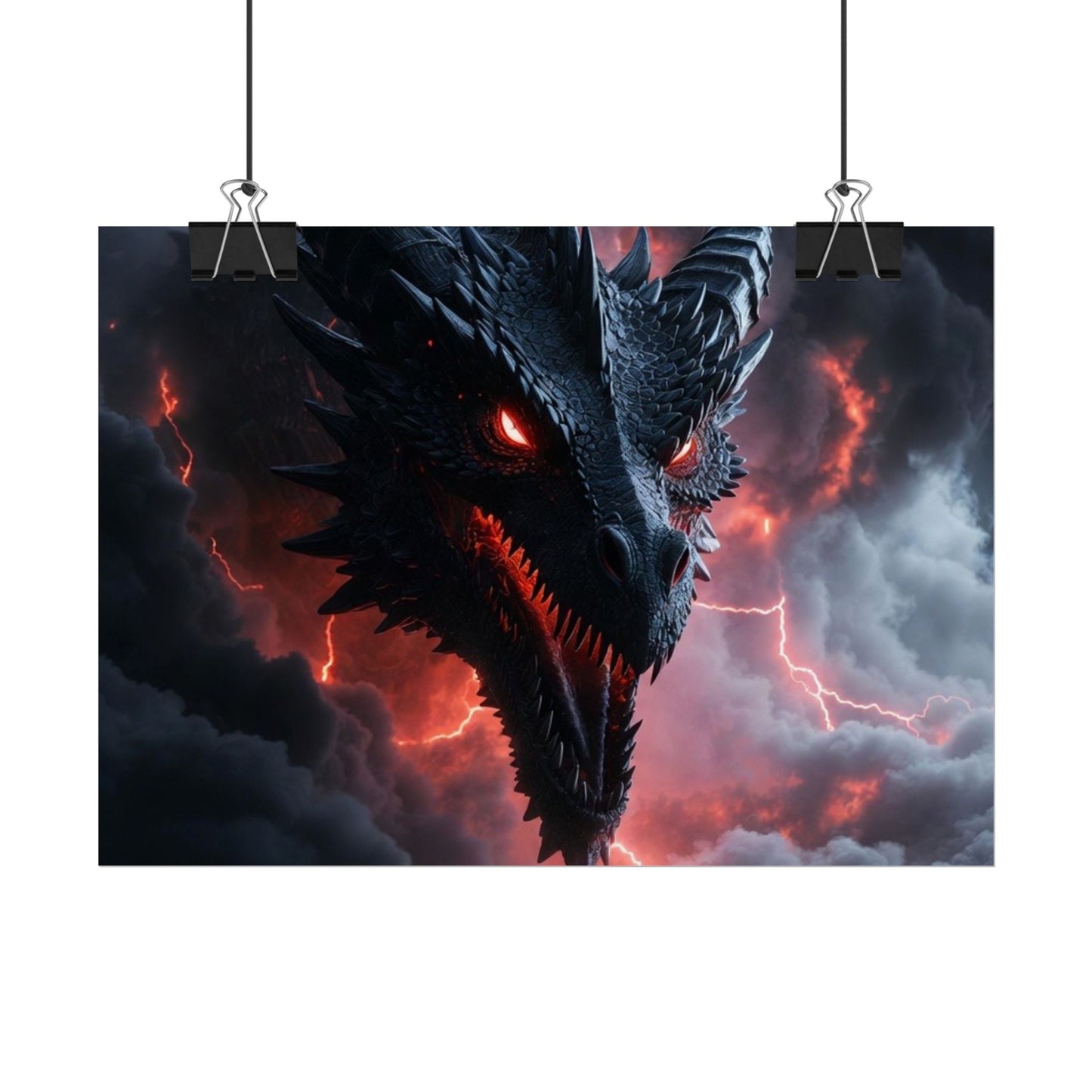 Dragon Storm Rolled Poster — Dark Fantasy Dragon Wall Art