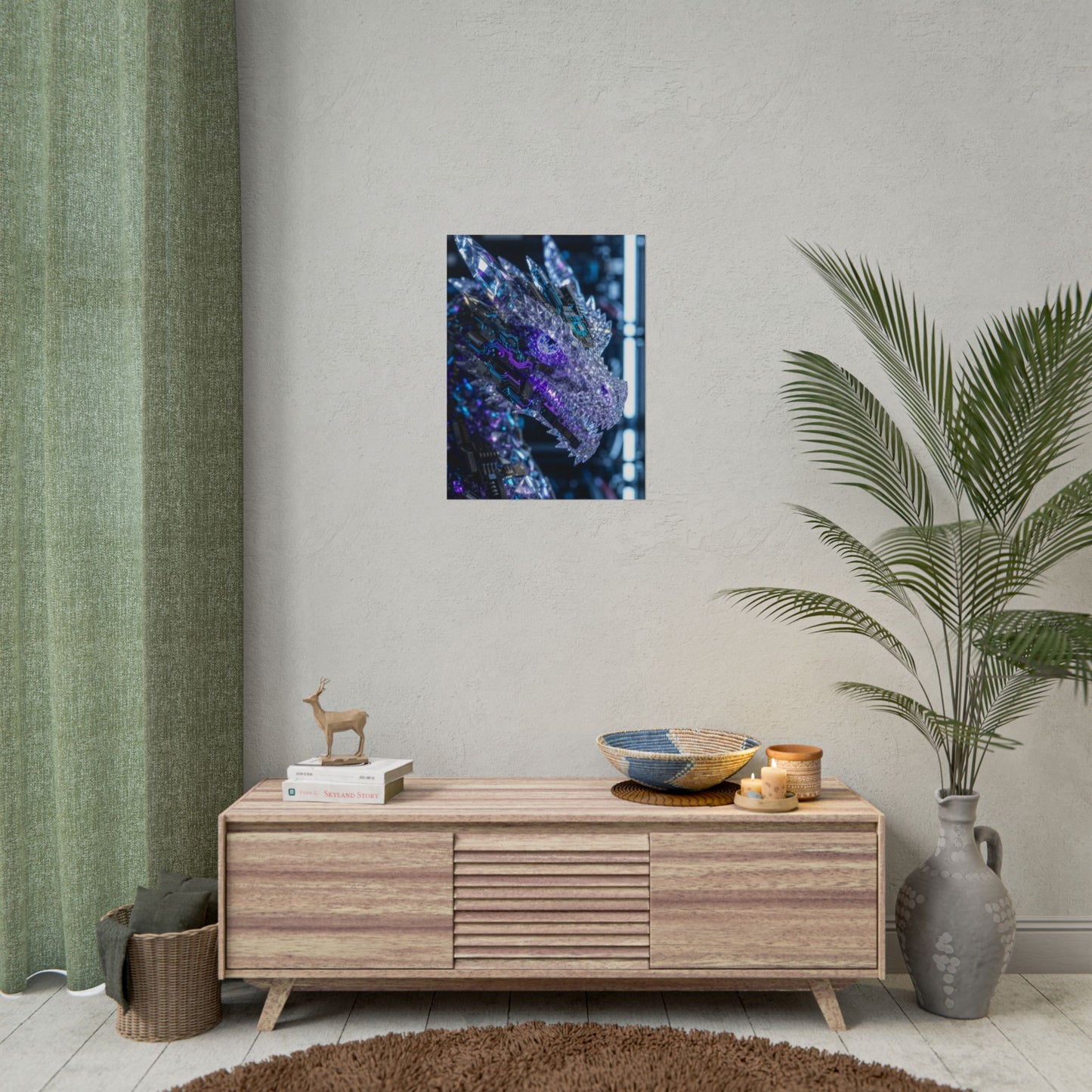 Rolled Poster — Cyber Crystal Dragon Art Print