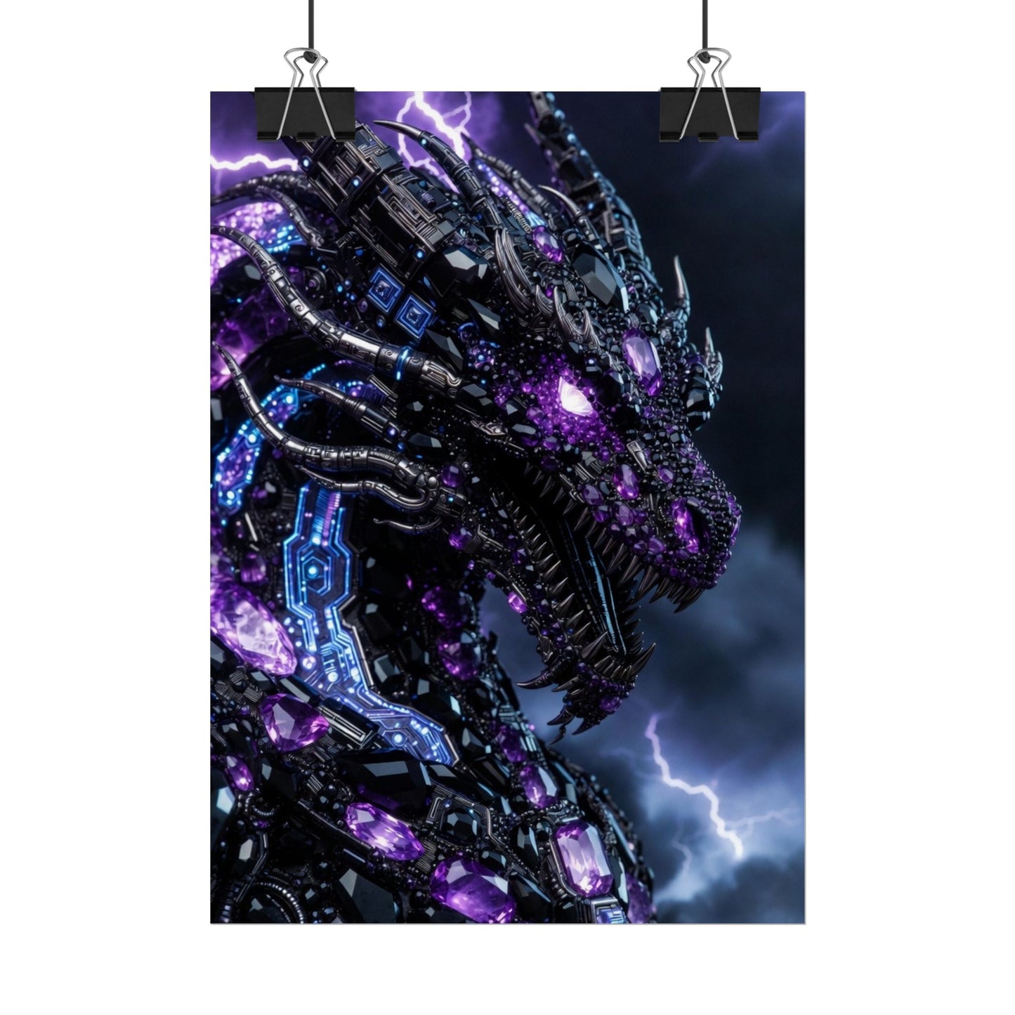 Rolled Poster — Cyberpunk Dragon Storm Art Print