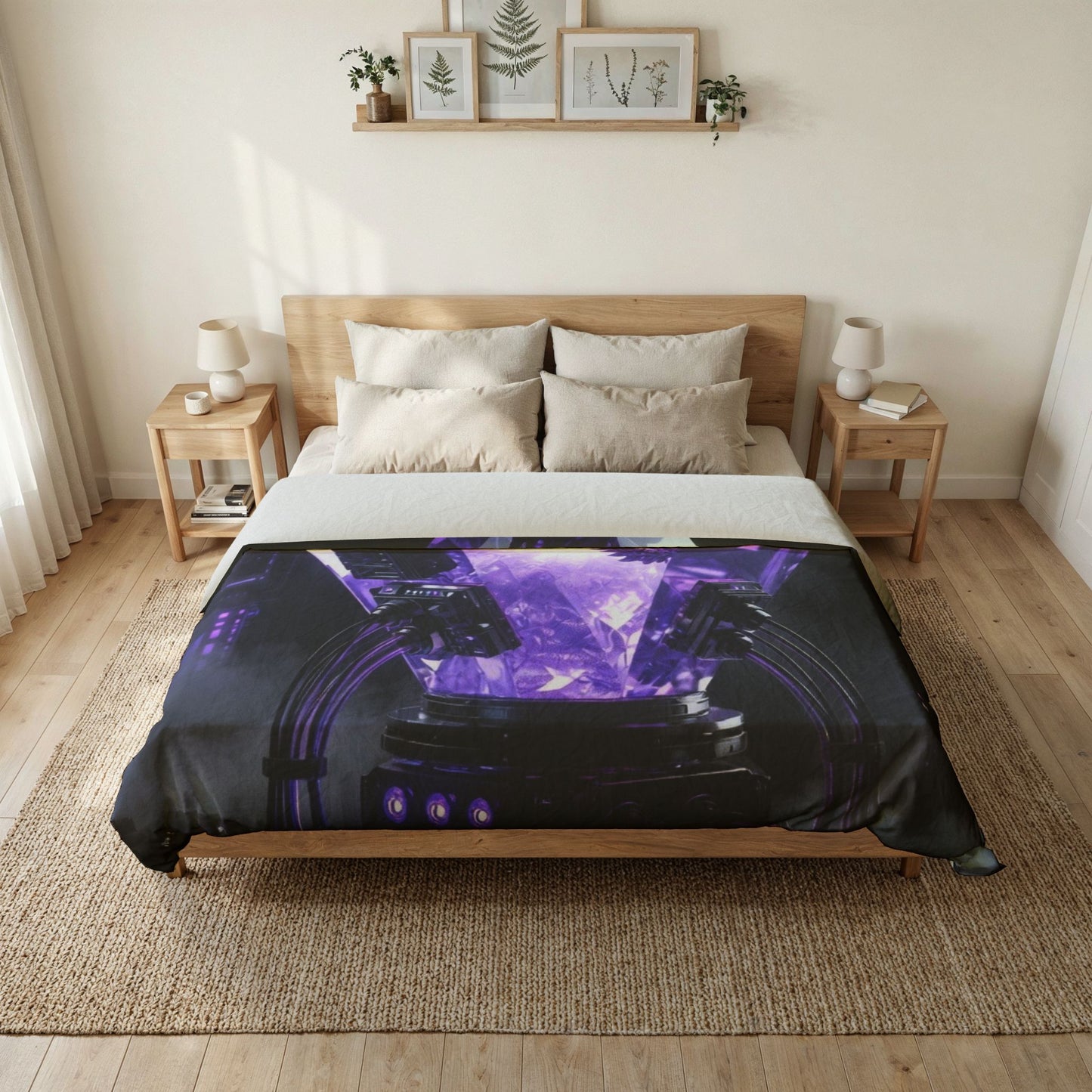 Purple Crystal Core Duvet Cover – Sci‑Fi Gem Bedspread