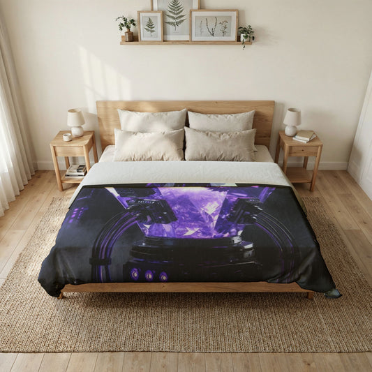 Purple Crystal Core Duvet Cover – Sci‑Fi Gem Bedspread