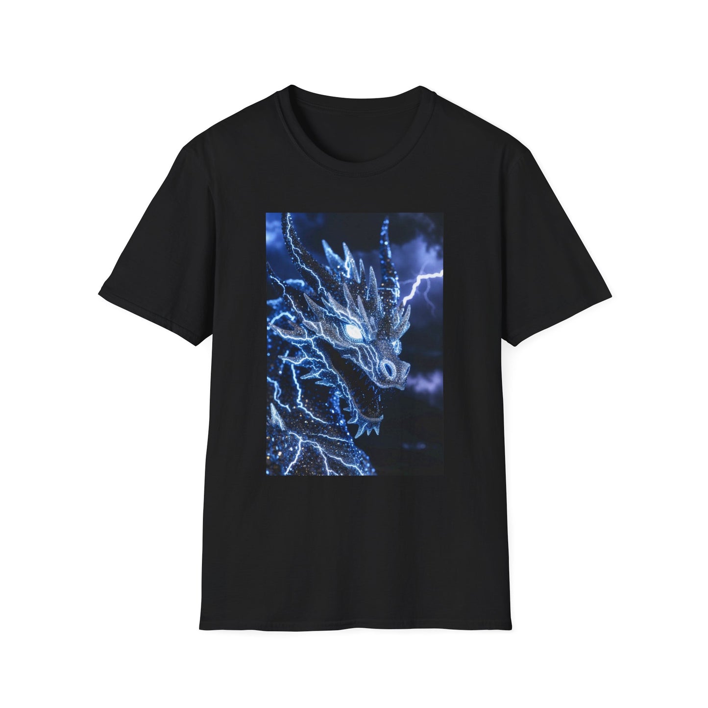 Lightning Dragon T-Shirt — Electric Blue Mythical Dragon Graphic Tee