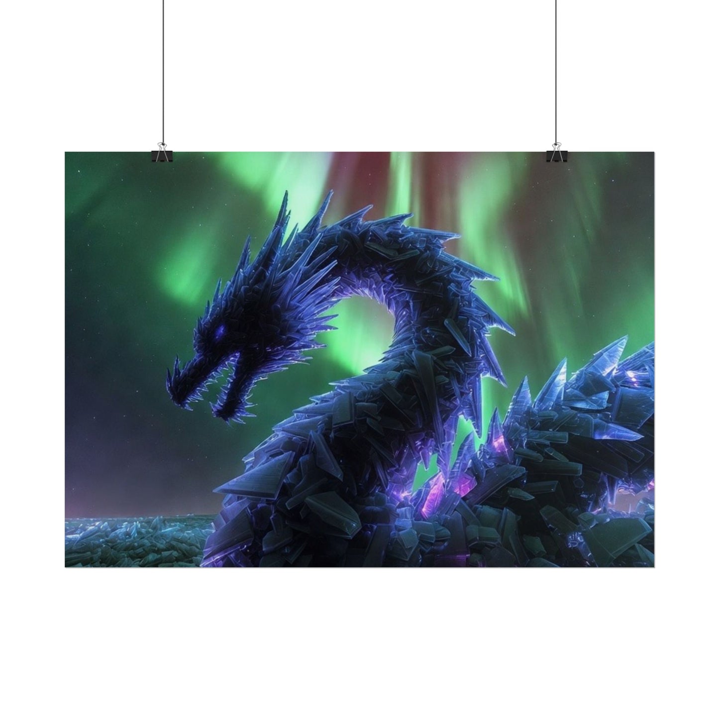 Aurora Crystal Dragon Poster — Fantasy Wall Art Print