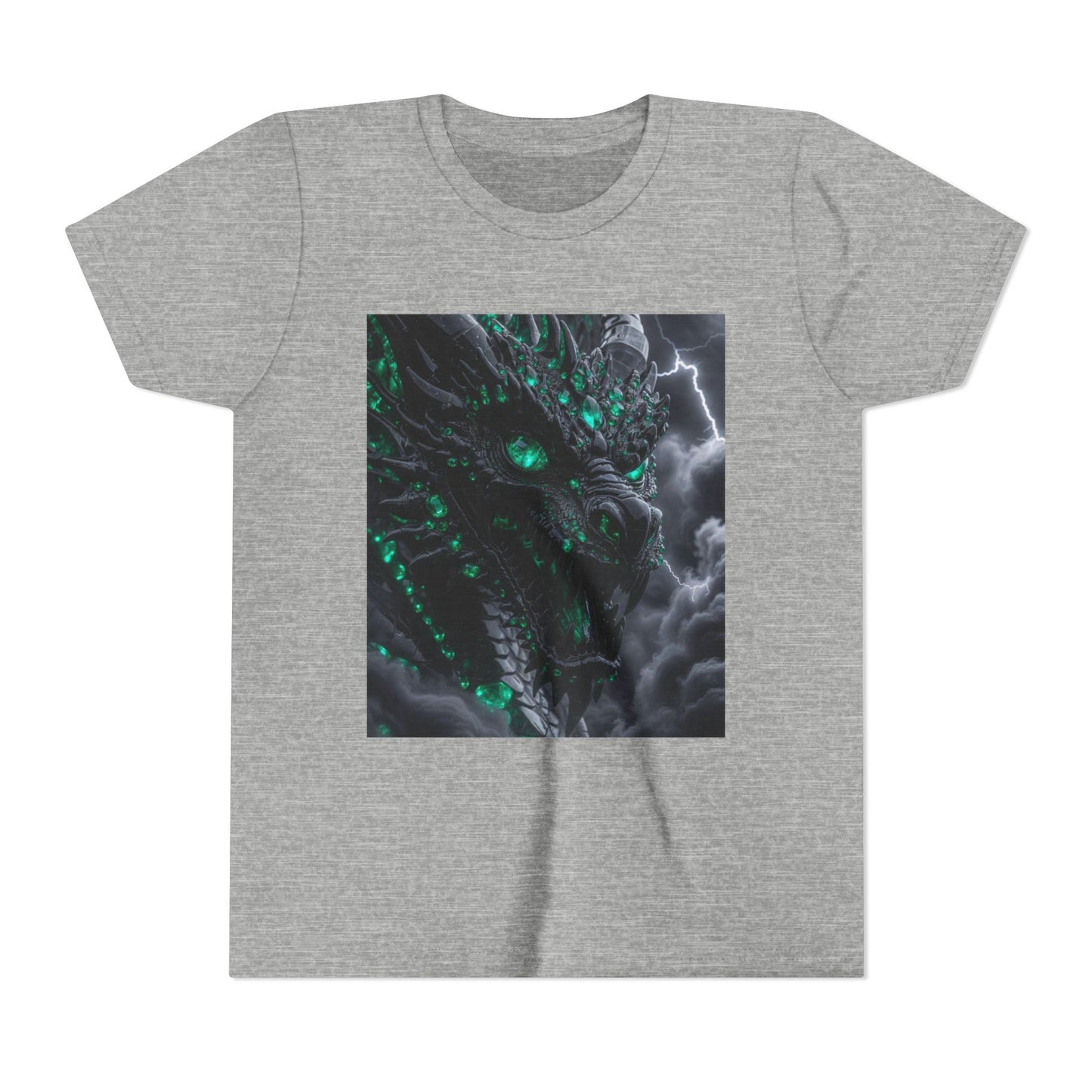A Top selling Dragon Storm Youth Tee — Neon Green Dragon Illustration Graphic T-Shirt