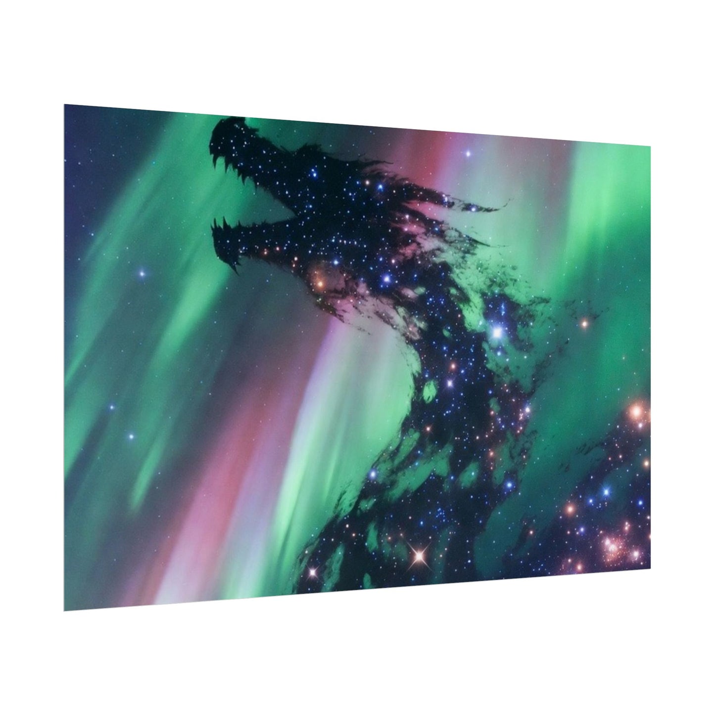 Aurora Dragon Poster — Cosmic Northern Lights Wall Art (Rolled Poster)