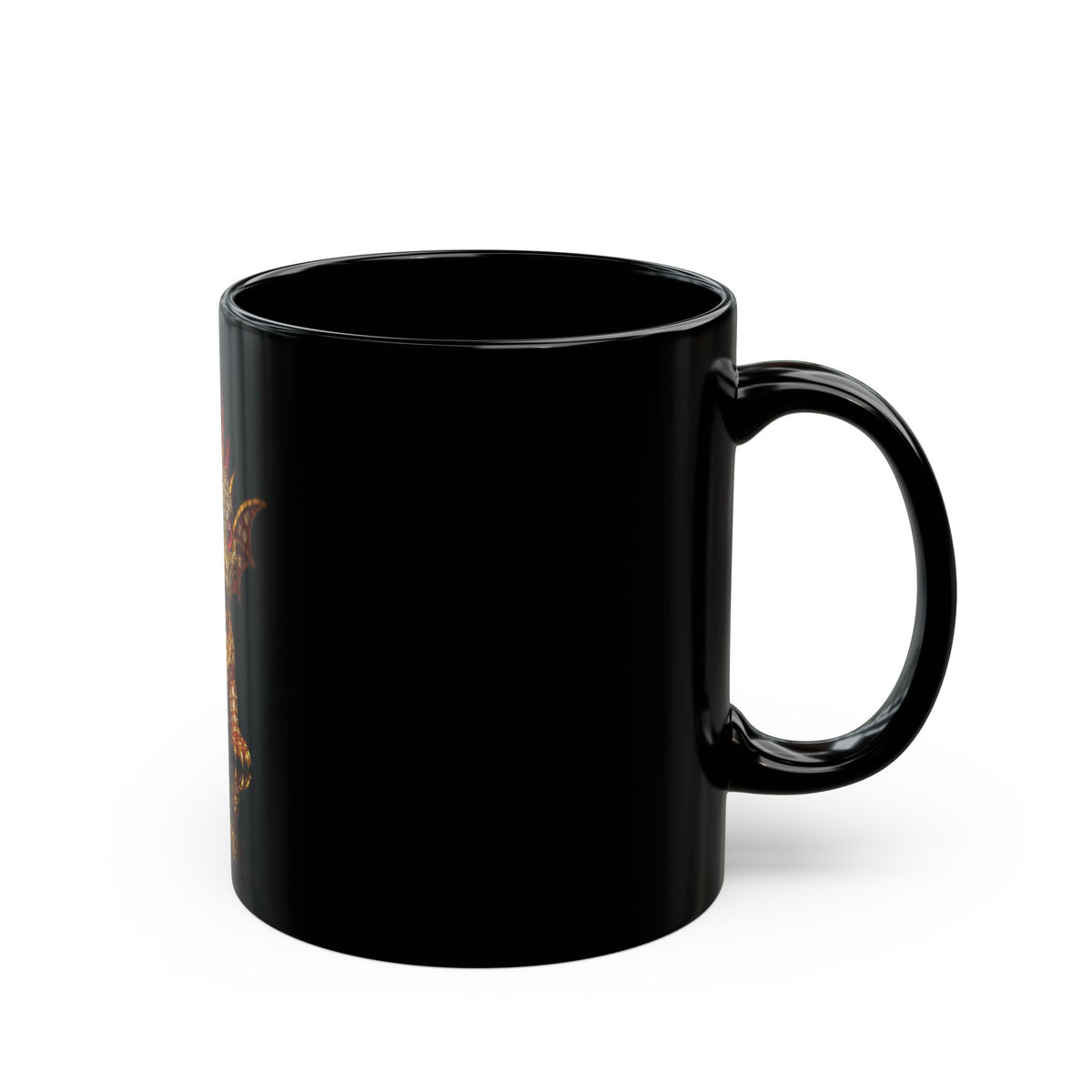 A Red Ruby Dragon Design Black Mug - 11oz & 15oz