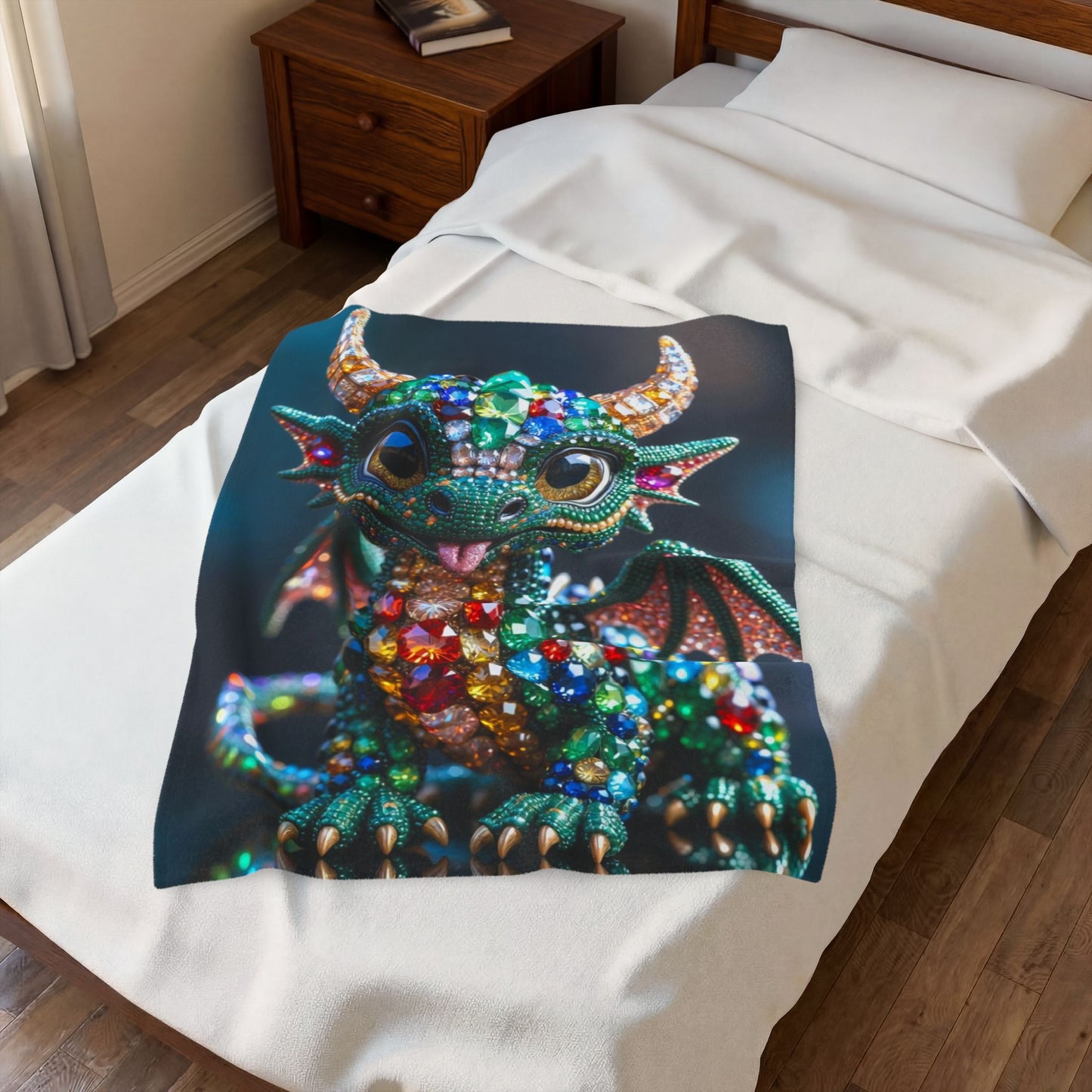 Sparkling Gem Dragon Velveteen Plush Blanket — Cozy Decorative Throw for Kids & Fantasy Fans