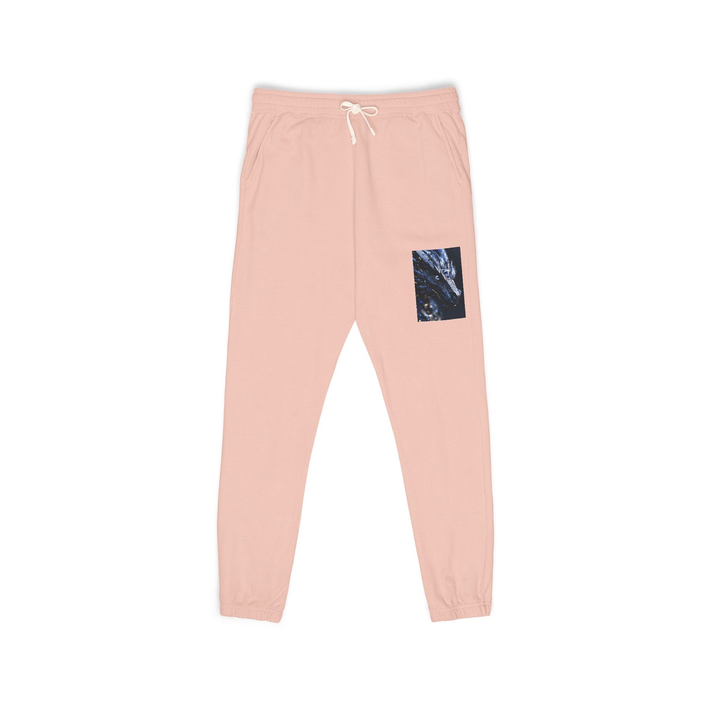 Garment-Dyed Fleece Sweatpants — Dark Olive Joggers with Blue Marble Pocket