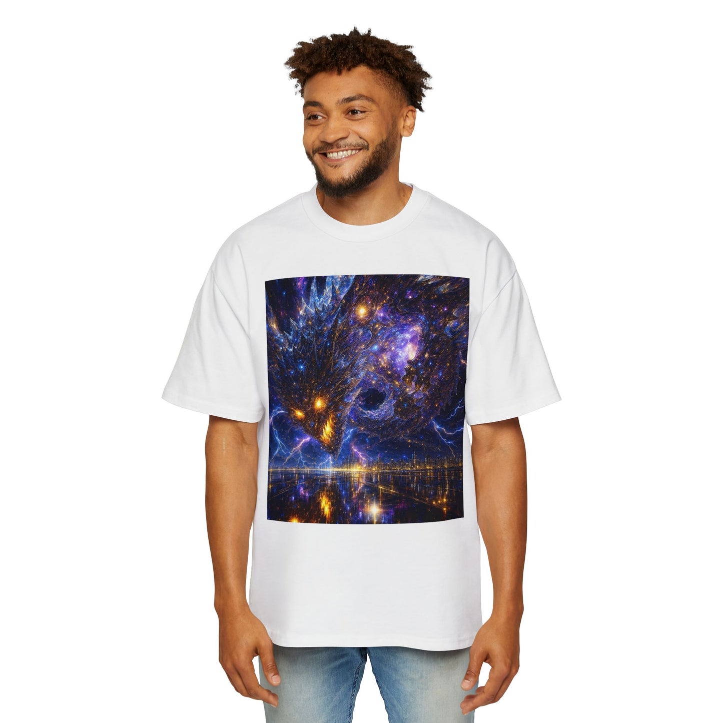 Men's Oversized Cosmic Art Tee - Unique Space Graphic T-Shirt for Casual Wear, Sci-Fi Lovers, Gift for Birthdays, Festivals, Art Enthusiasts