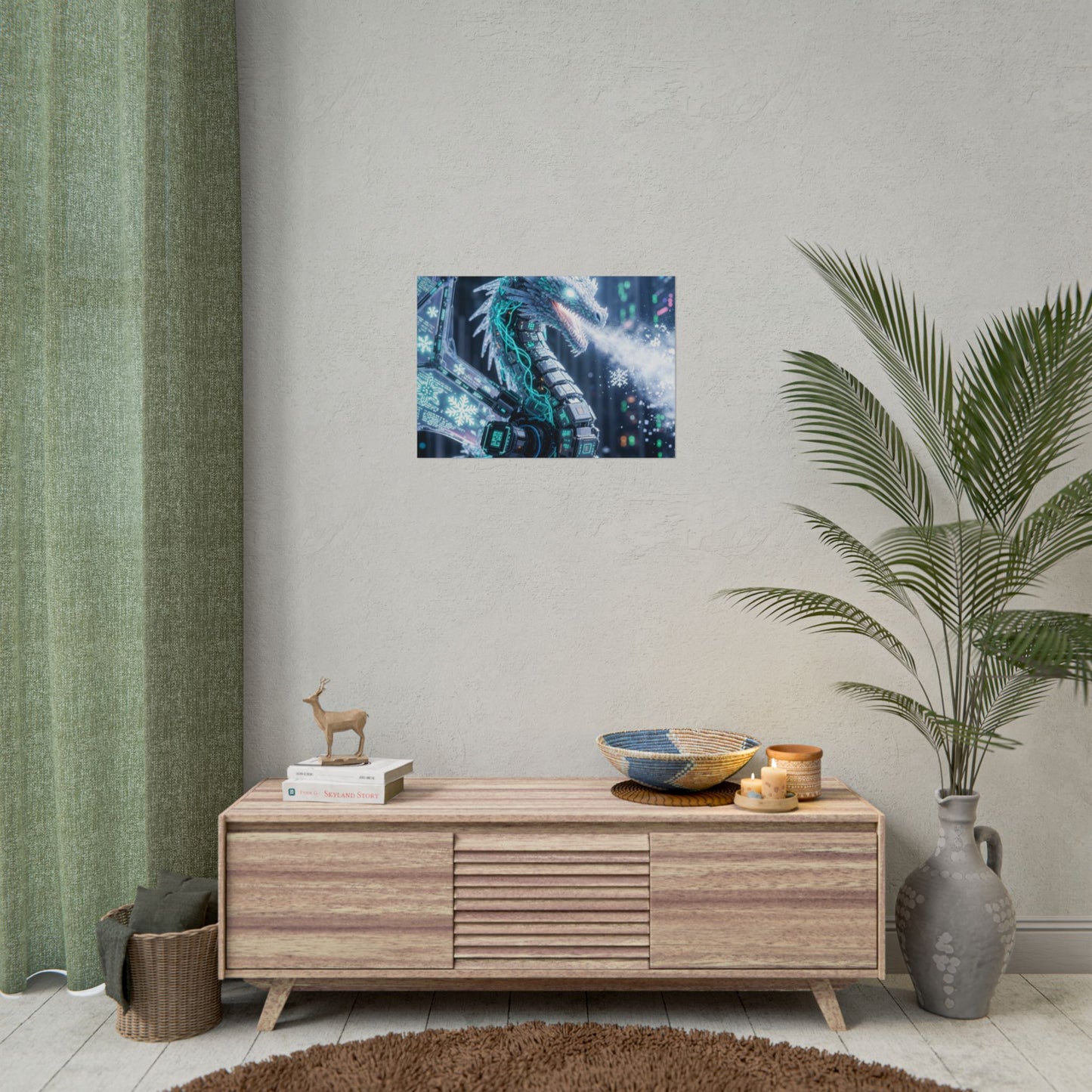 Rolled Poster — Cyber Ice Dragon Fantasy Art Print