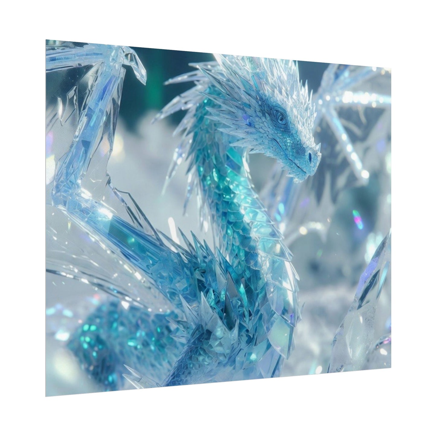 Ice Crystal Dragon Poster — Fantasy Aurora Wall Art (Rolled Poster)