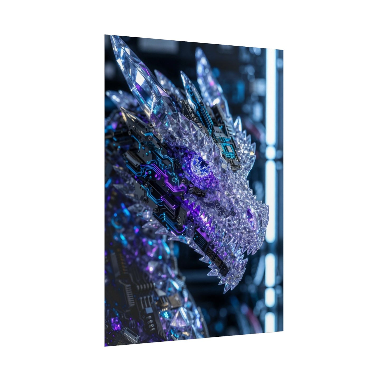 Rolled Poster — Cyber Crystal Dragon Art Print