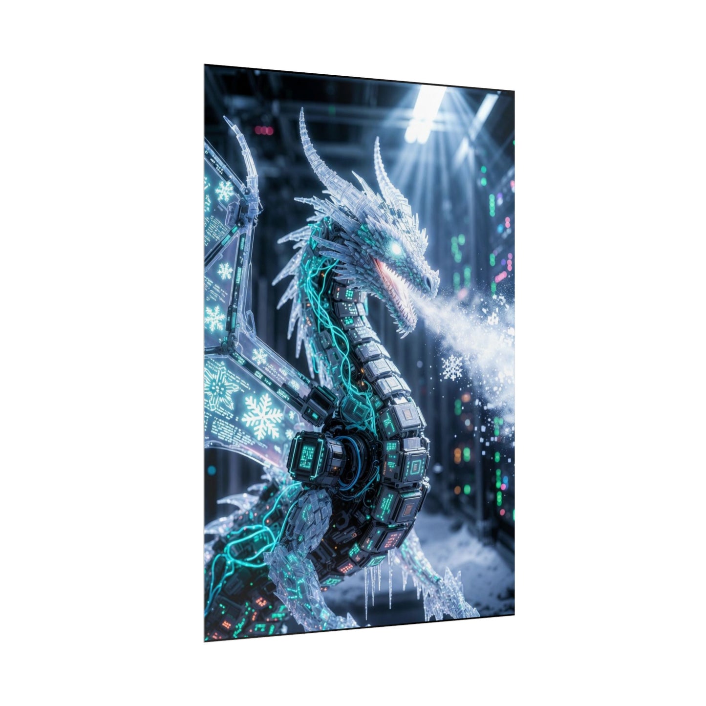 Rolled Poster — Cyber Ice Dragon Fantasy Art Print