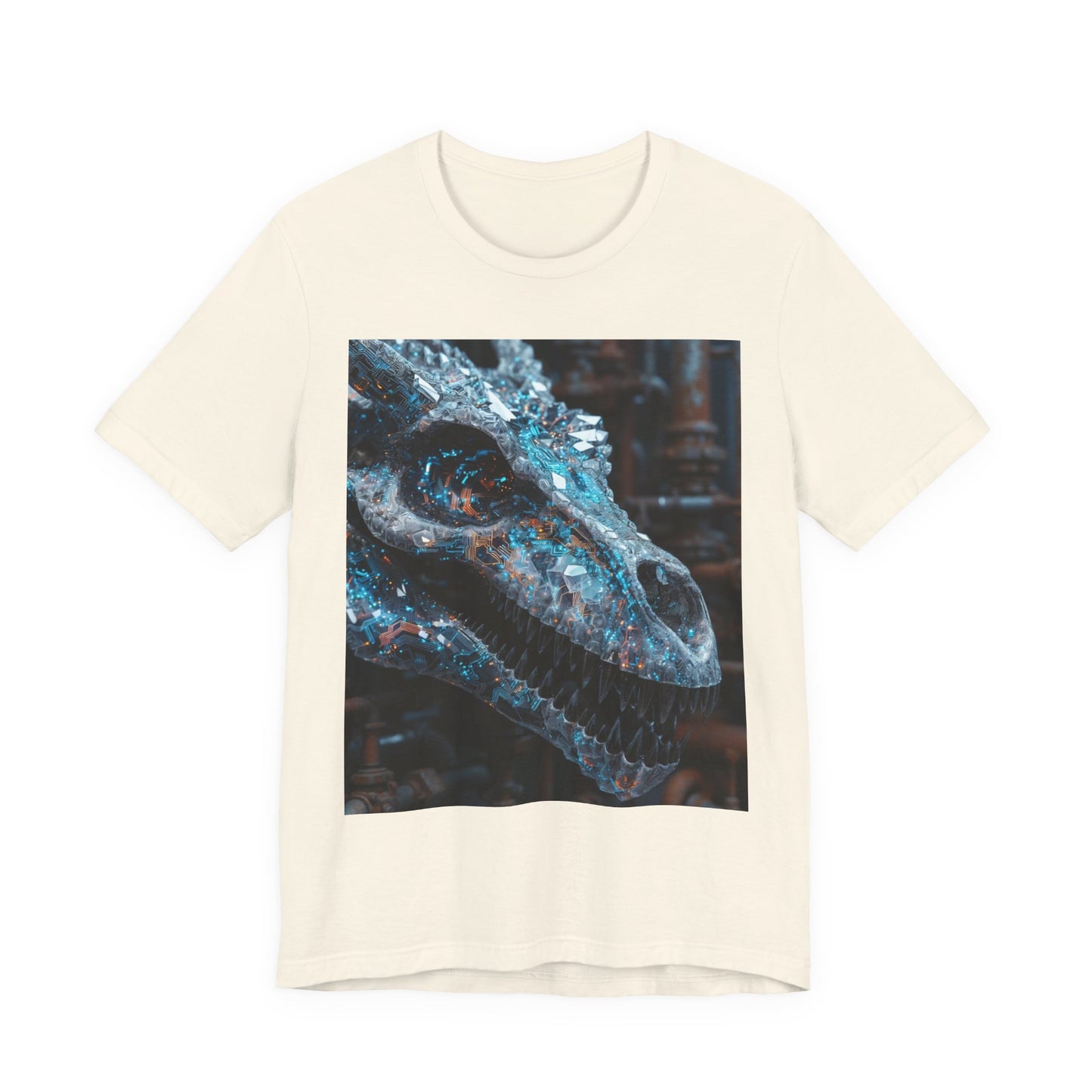 Dragon Skull Graphic Tee — Iridescent Fossil Art T-Shirt