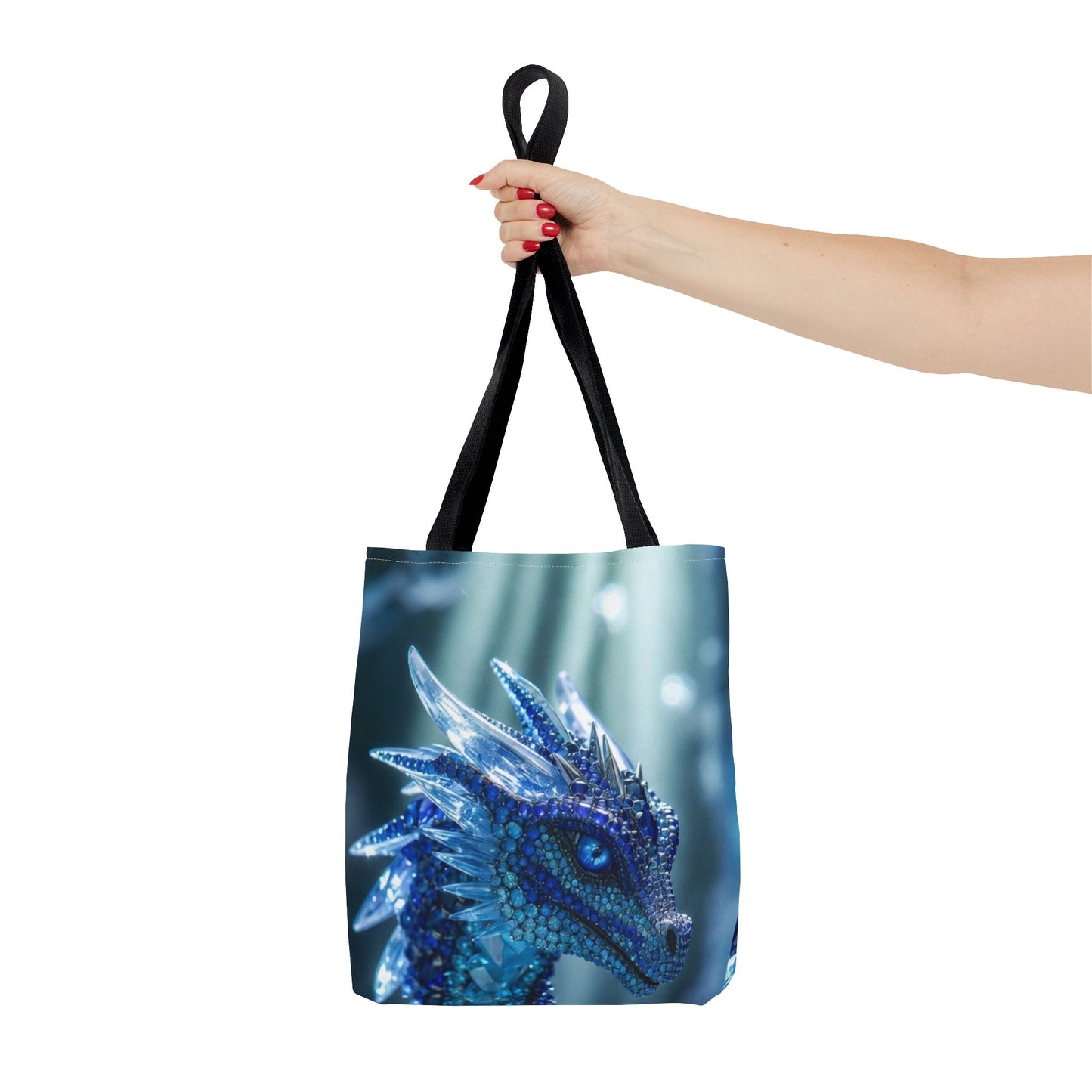 Blue Crystal Dragon Tote Bag — Fantasy Art All-Over Print