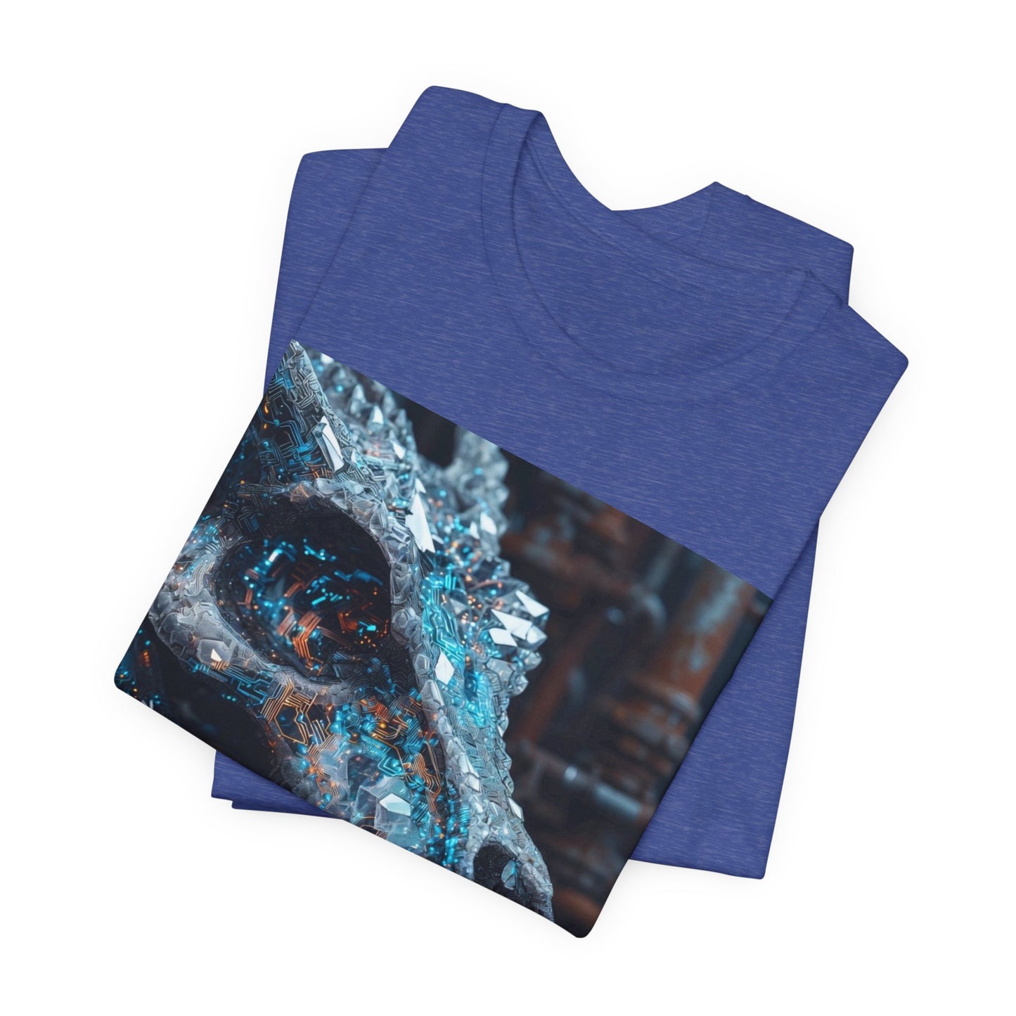 Dragon Skull Graphic Tee — Iridescent Fossil Art T-Shirt