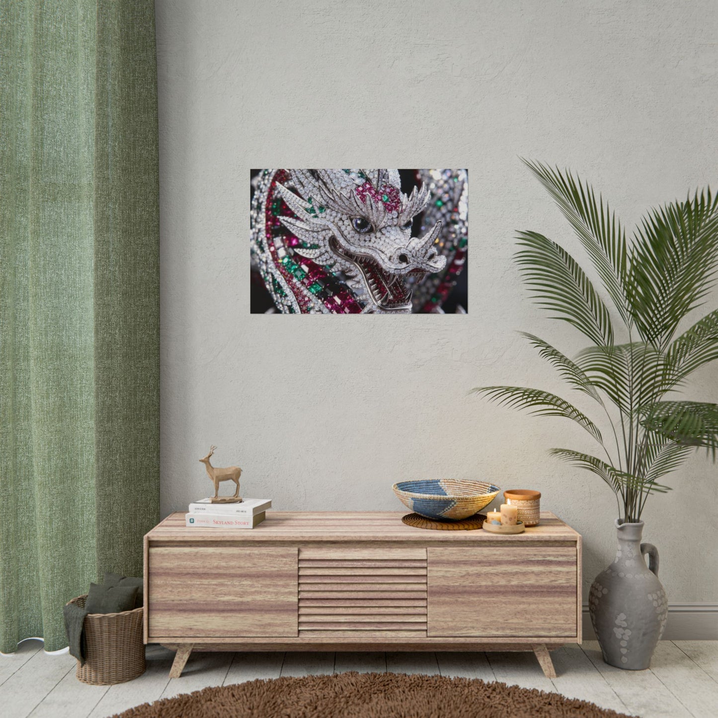 Dragon Jewel Poster — Luxury Gemstone Dragon Wall Art (Rolled Poster)