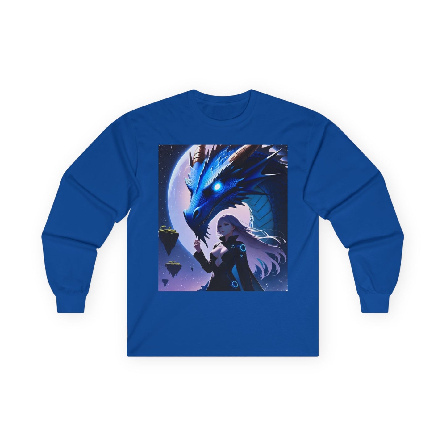Dragon Whisperer Long Sleeve Tee — Fantasy Blue Dragon Illustration