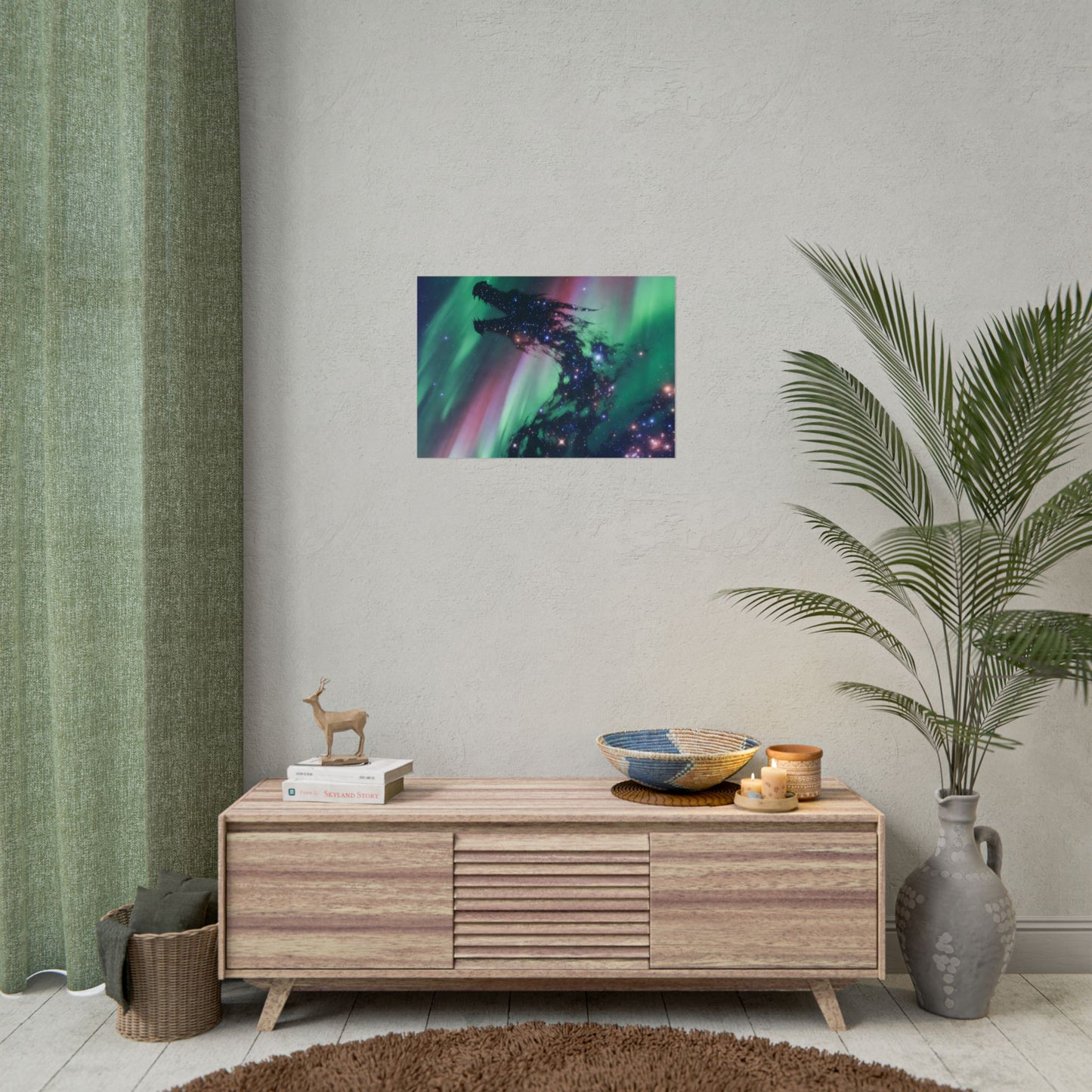 Aurora Dragon Poster — Cosmic Northern Lights Wall Art (Rolled Poster)