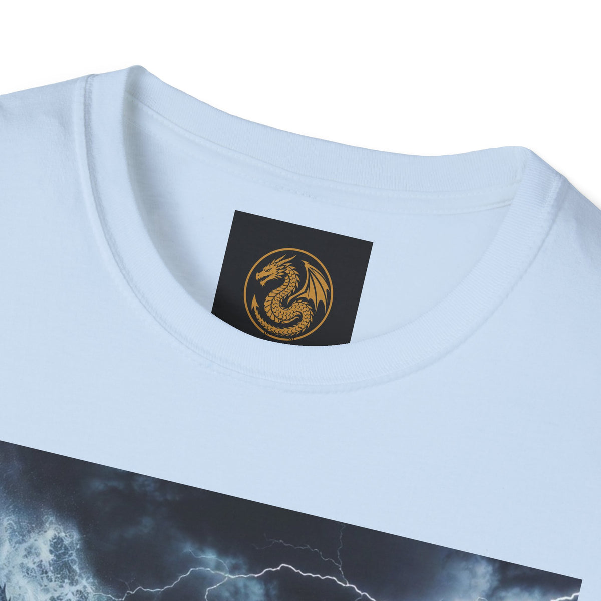 A Stormy Oceanic Dragon T-Shirt — Dark Ocean Lightning Graphic Tee