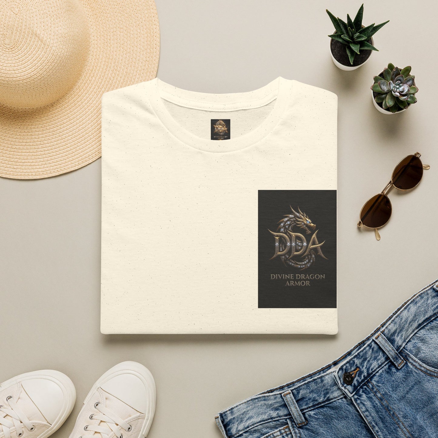#1 Selling Dragon Logo Pocket T-Shirt — "DDA Divine Dragon Armor" Chest Patch