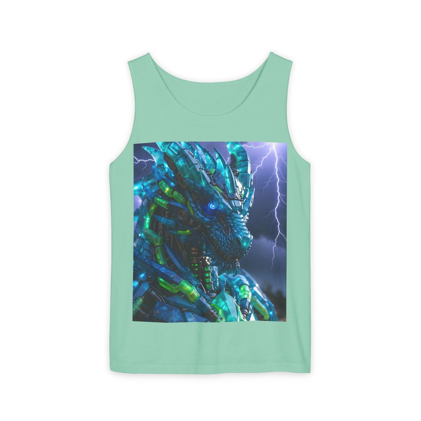 Dragon Warrior Tank Top — Neon Cyber Dragon Graphic Sleeveless Tee