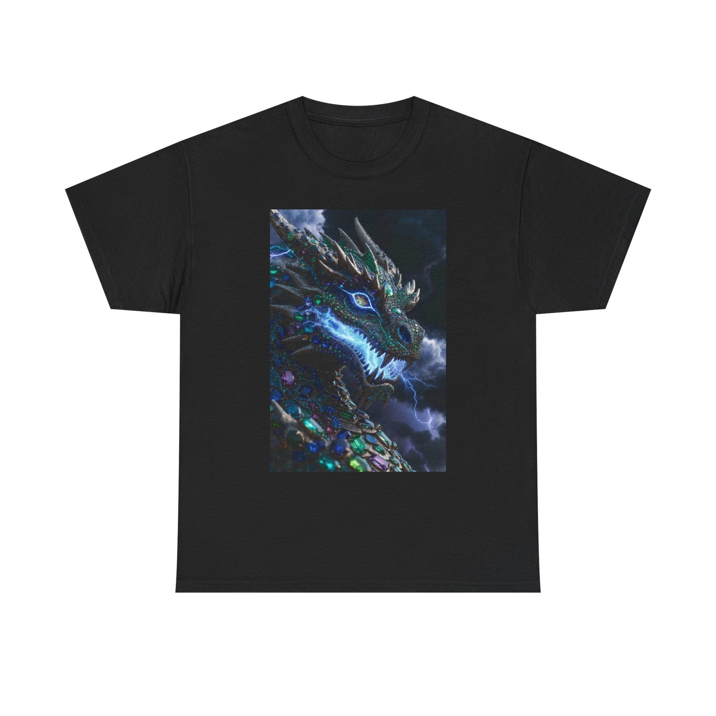 Dragon Portrait T‑Shirt — Neon Blue Fantasy Dragon Graphic Tee