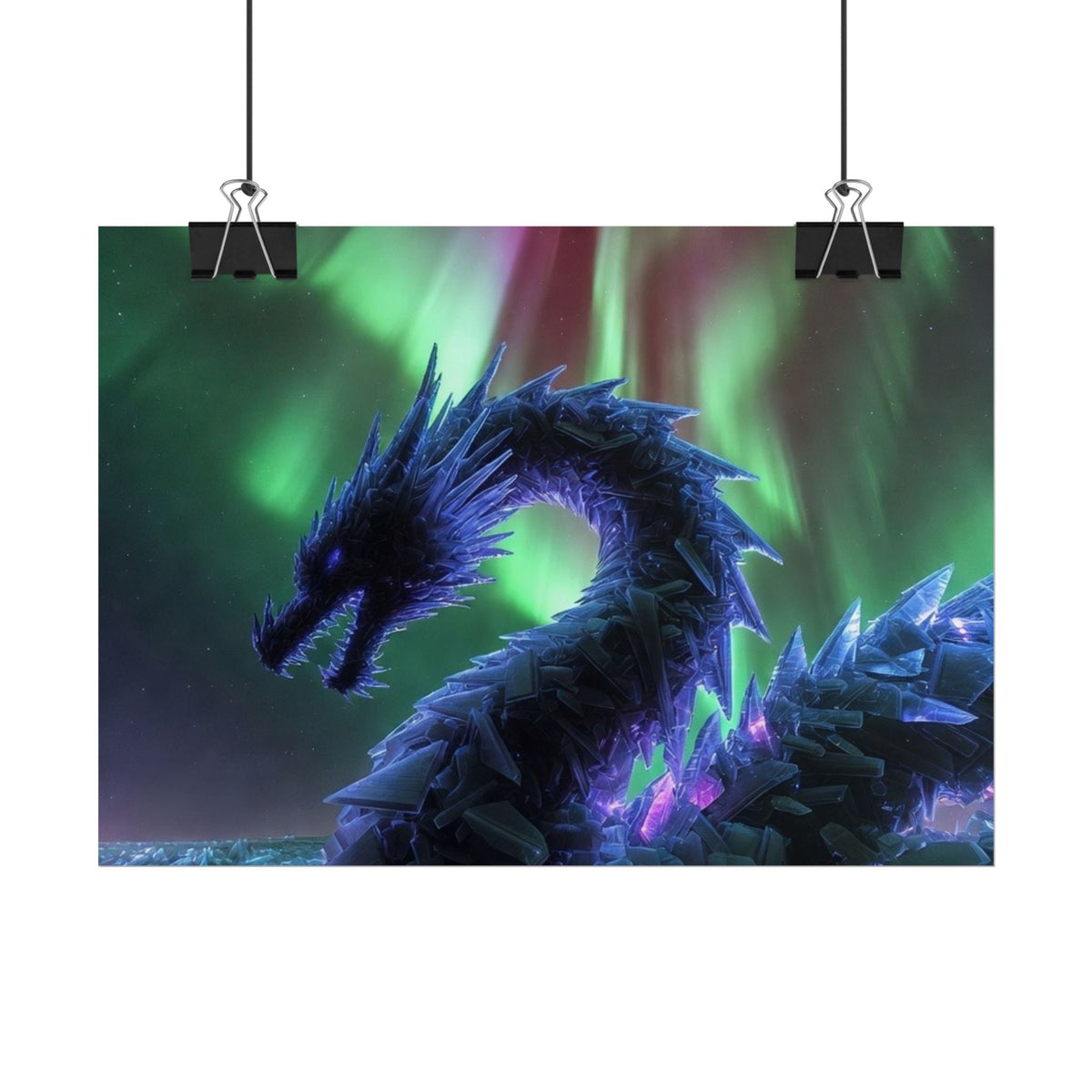 Aurora Crystal Dragon Poster — Fantasy Wall Art Print