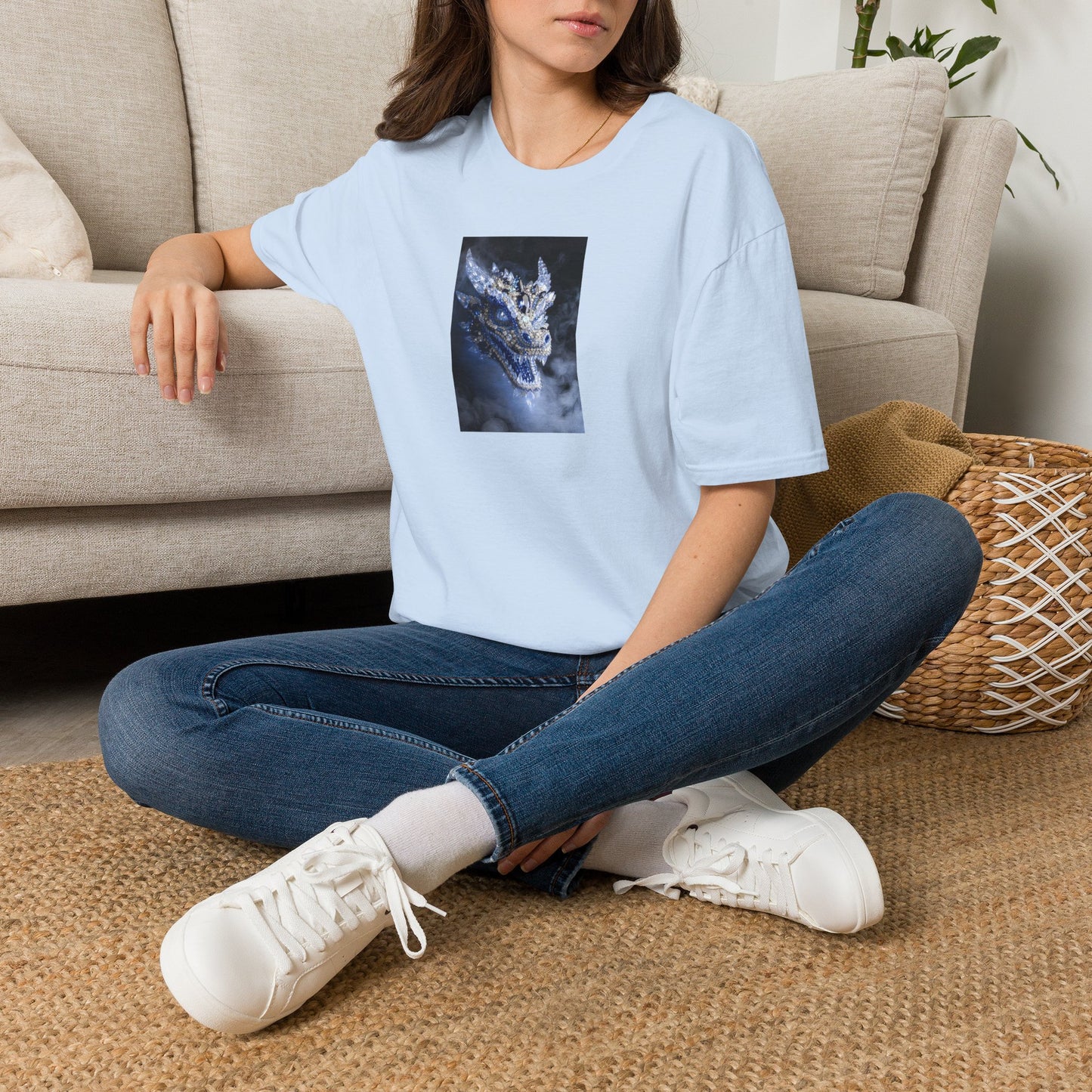 Dragon Portrait T-Shirt — Mystical Blue Dragon Art Tee