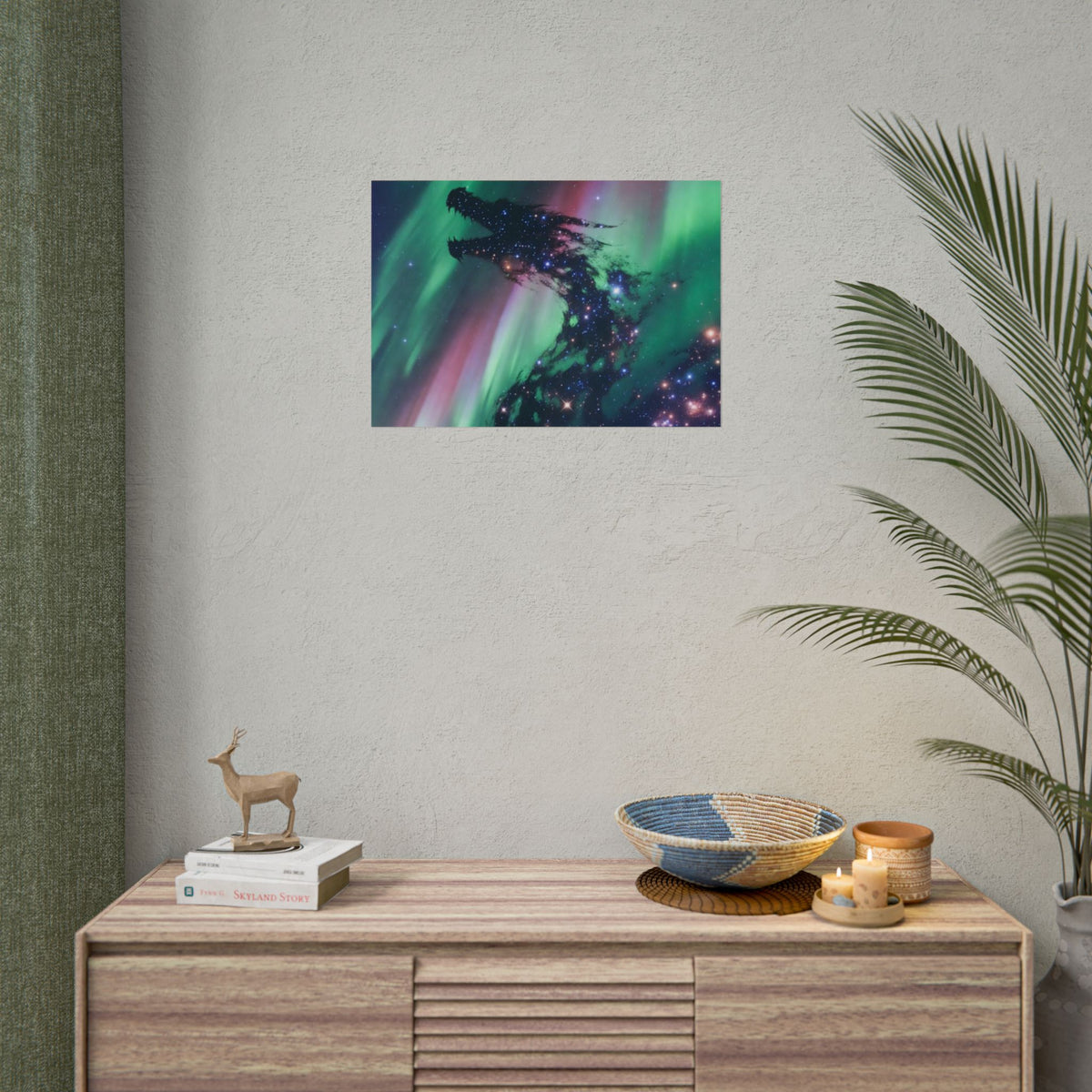 Aurora Dragon Poster — Cosmic Northern Lights Wall Art (Rolled Poster)