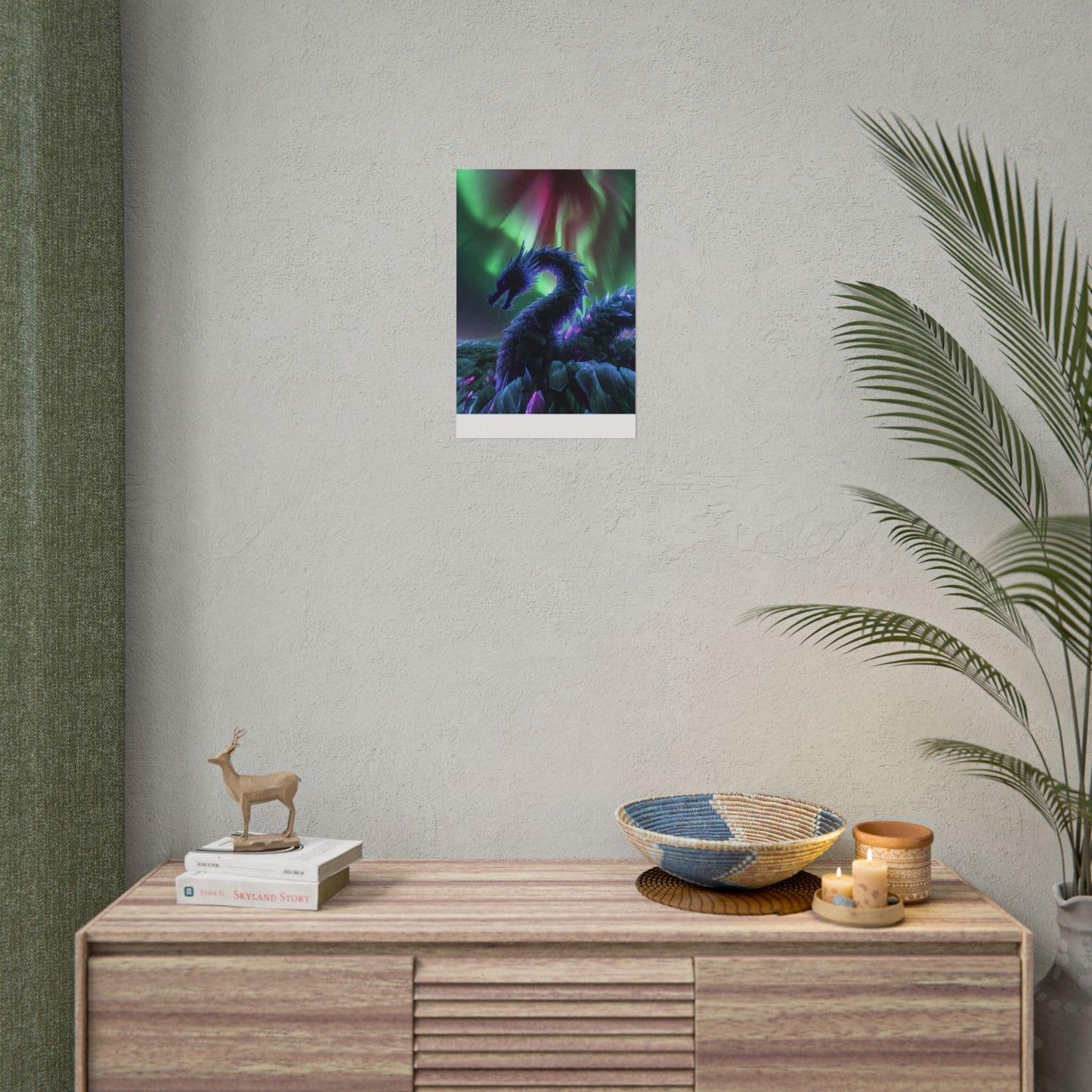 Aurora Crystal Dragon Poster — Fantasy Wall Art Print