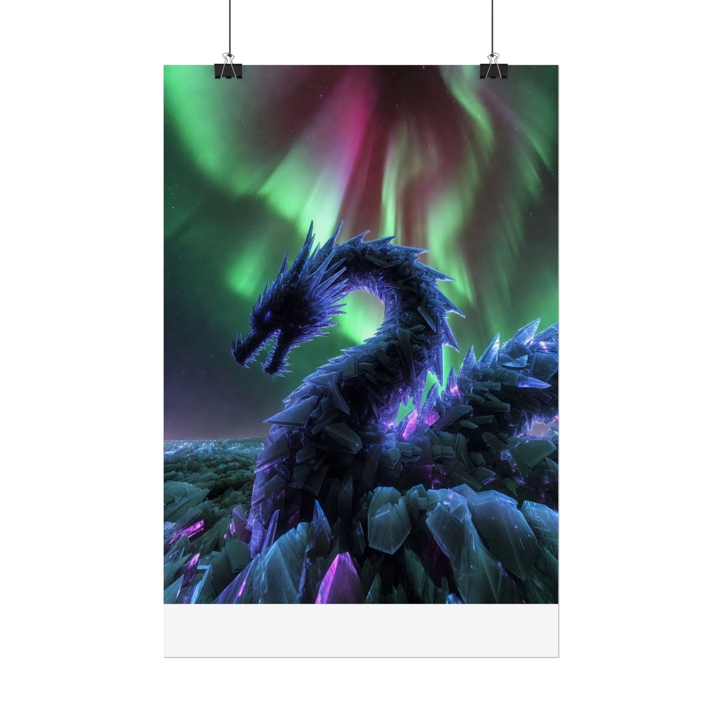 Aurora Crystal Dragon Poster — Fantasy Wall Art Print