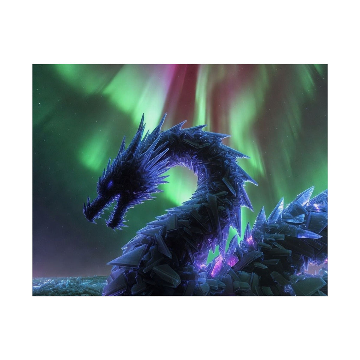 Aurora Crystal Dragon Poster — Fantasy Wall Art Print
