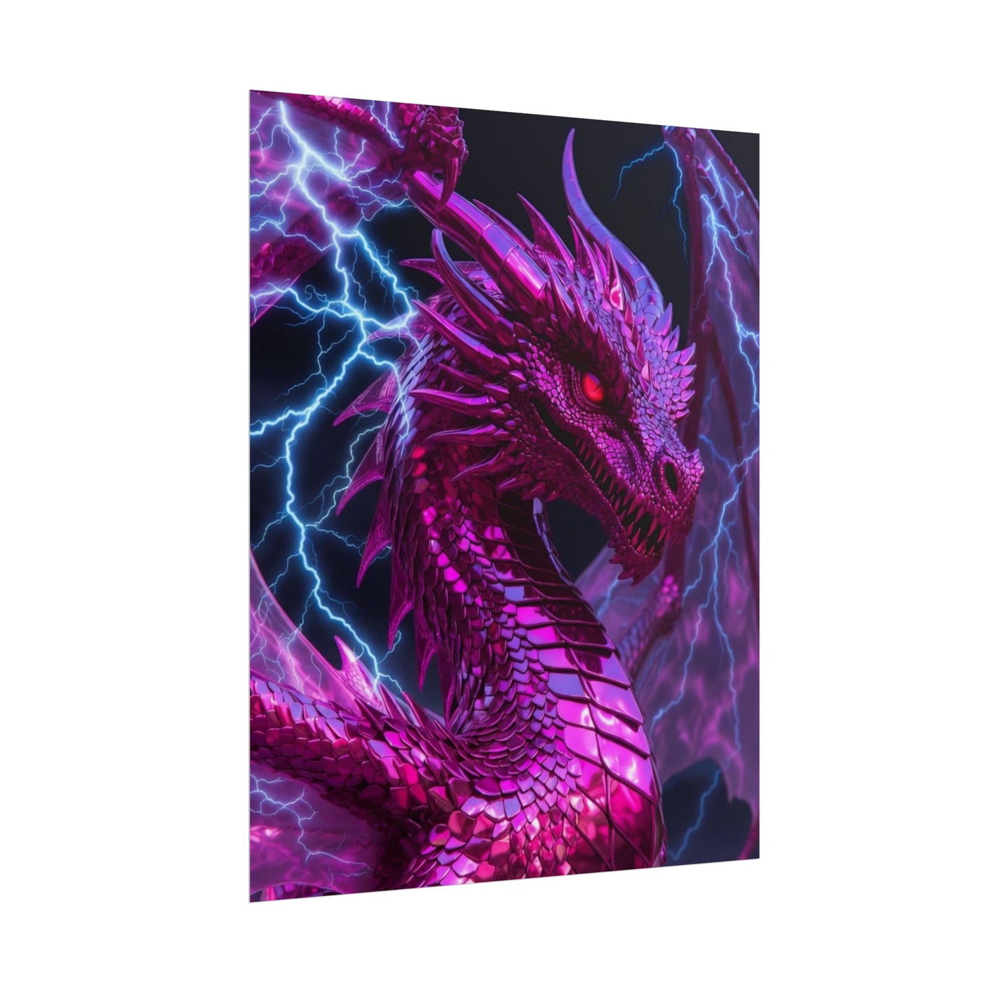 Pink Electric Dragon Poster — Fantasy Wall Art Rolled Poster