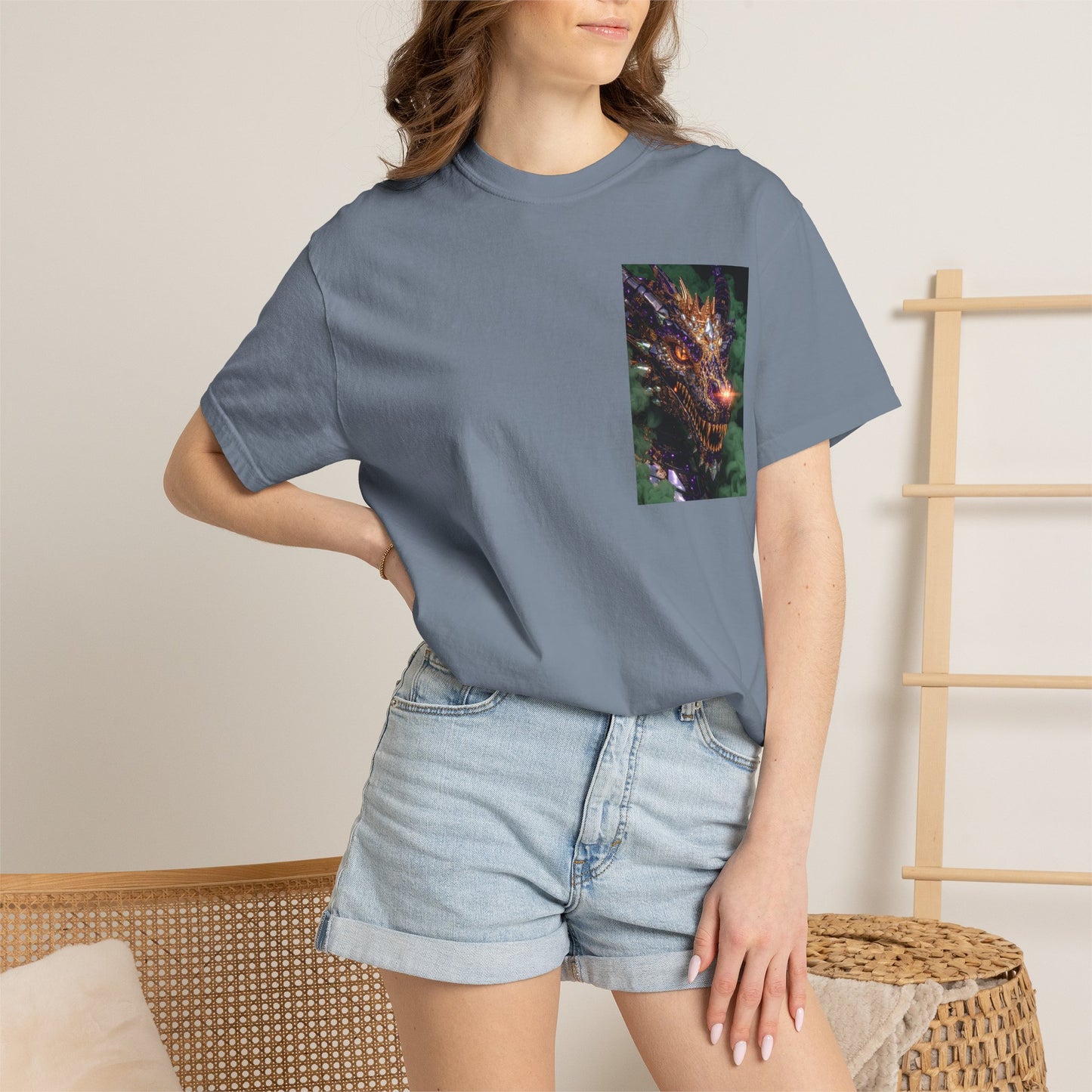 Dragon Pocket Graphic T‑Shirt — Fiery Fantasy Chest Print
