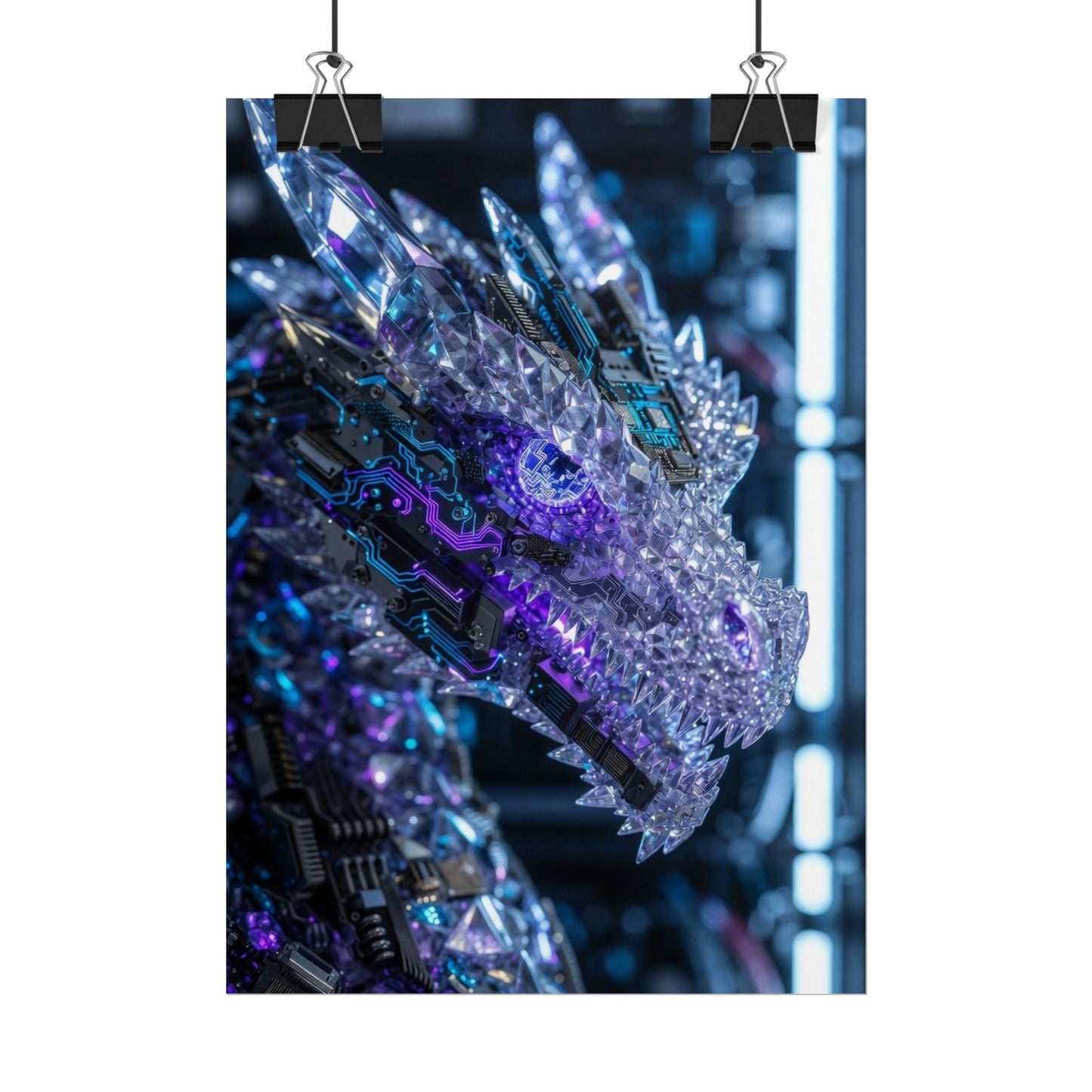 Rolled Poster — Cyber Crystal Dragon Art Print