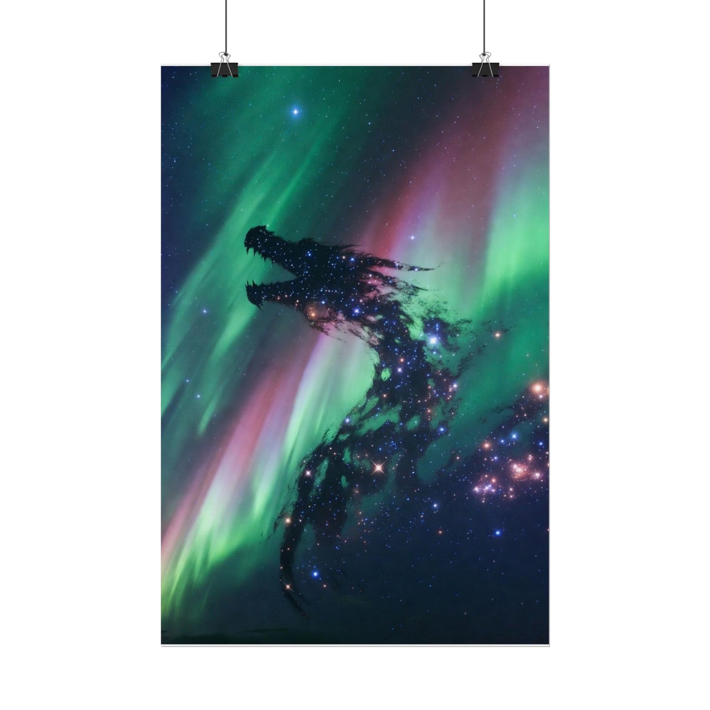 Aurora Dragon Poster — Cosmic Northern Lights Wall Art (Rolled Poster)