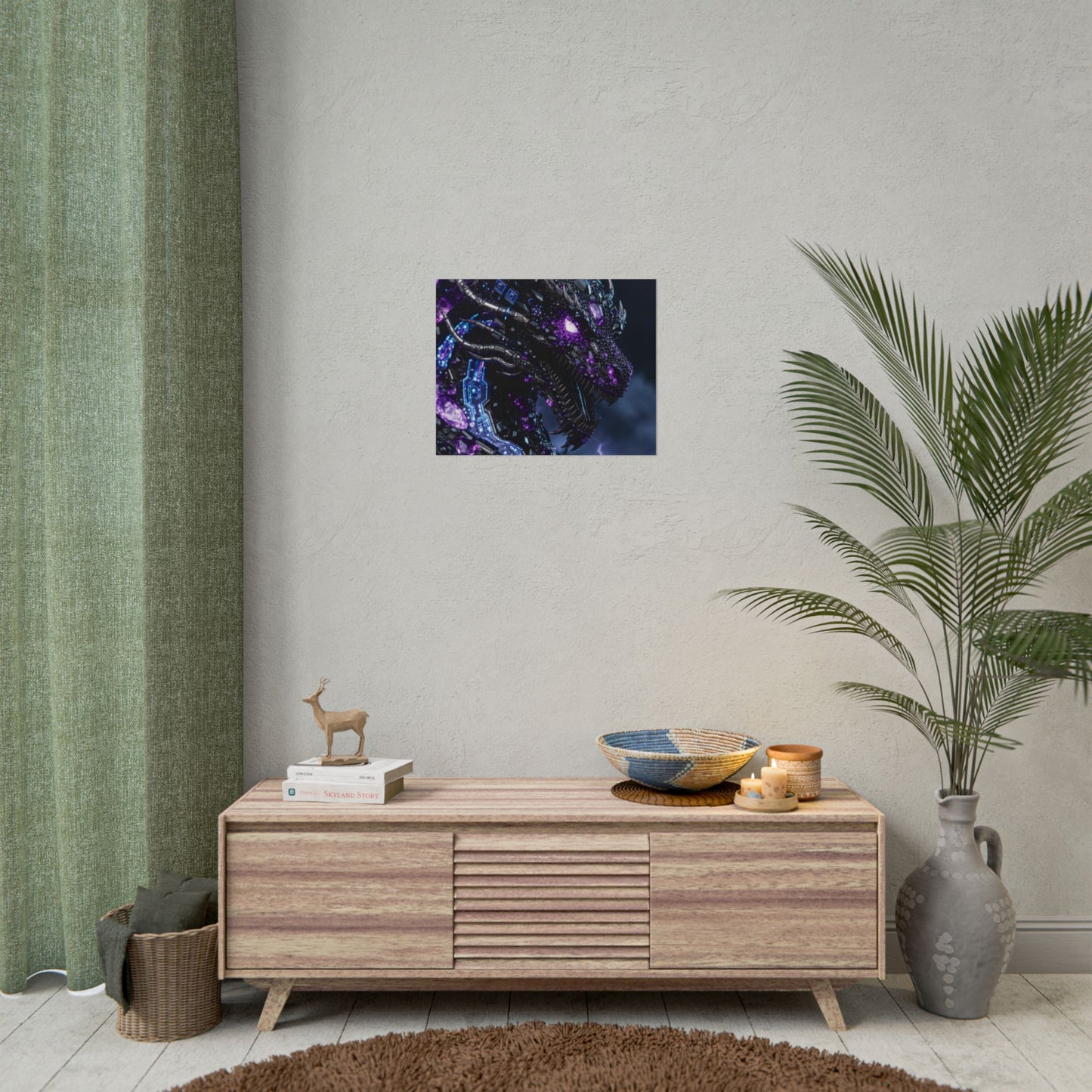 Rolled Poster — Cyberpunk Dragon Storm Art Print