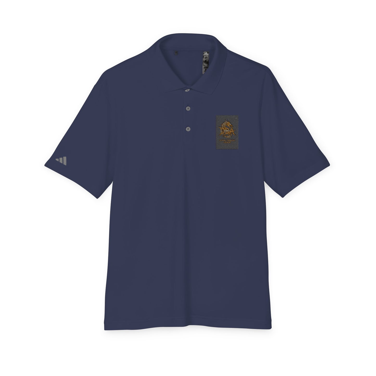 Adidas Performance Polo — Gold Crest Patch Chest Logo