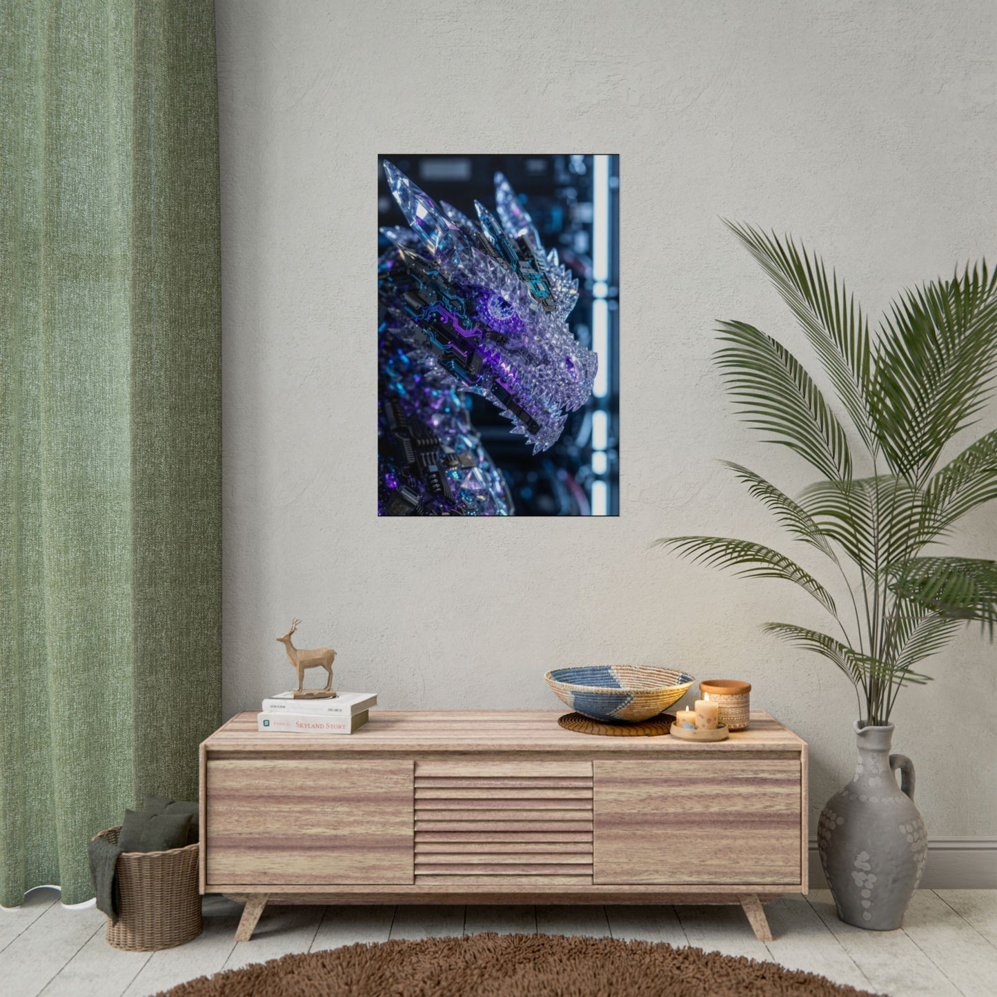 Rolled Poster — Cyber Crystal Dragon Art Print