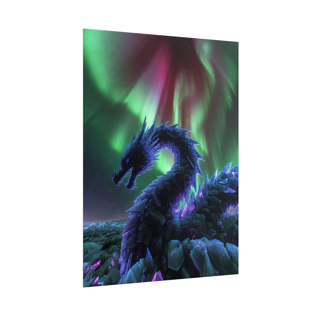 Aurora Crystal Dragon Poster — Fantasy Wall Art Print