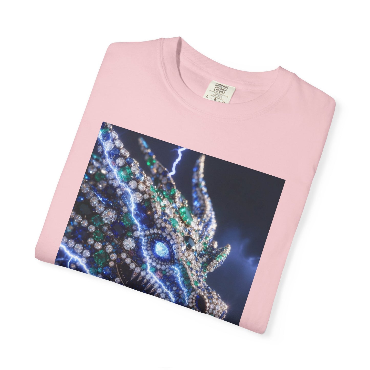 Dragon Lightning Graphic T-Shirt — Jewel-Studded Dragon Design
