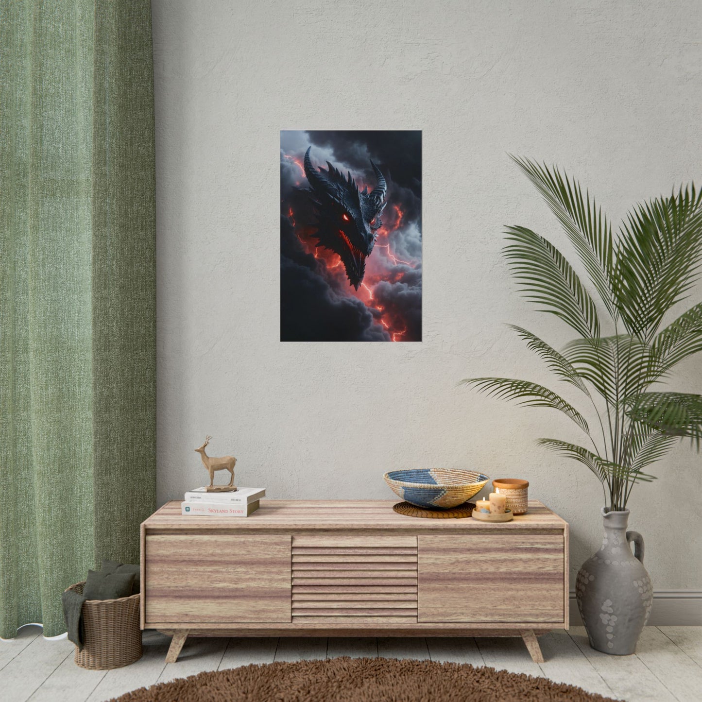 Dragon Storm Rolled Poster — Dark Fantasy Dragon Wall Art
