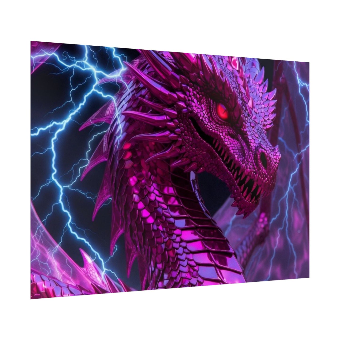 Pink Electric Dragon Poster — Fantasy Wall Art Rolled Poster