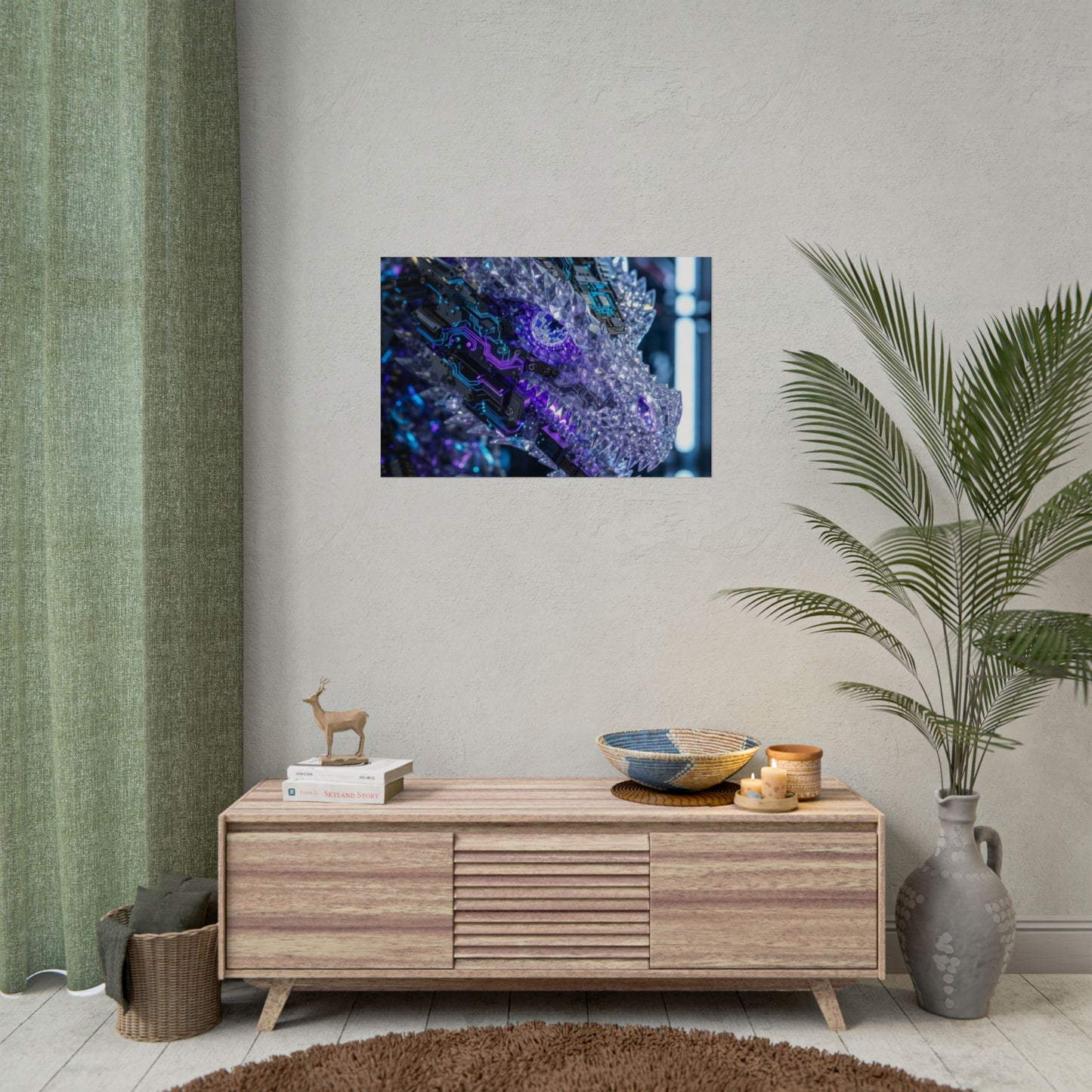 Rolled Poster — Cyber Crystal Dragon Art Print