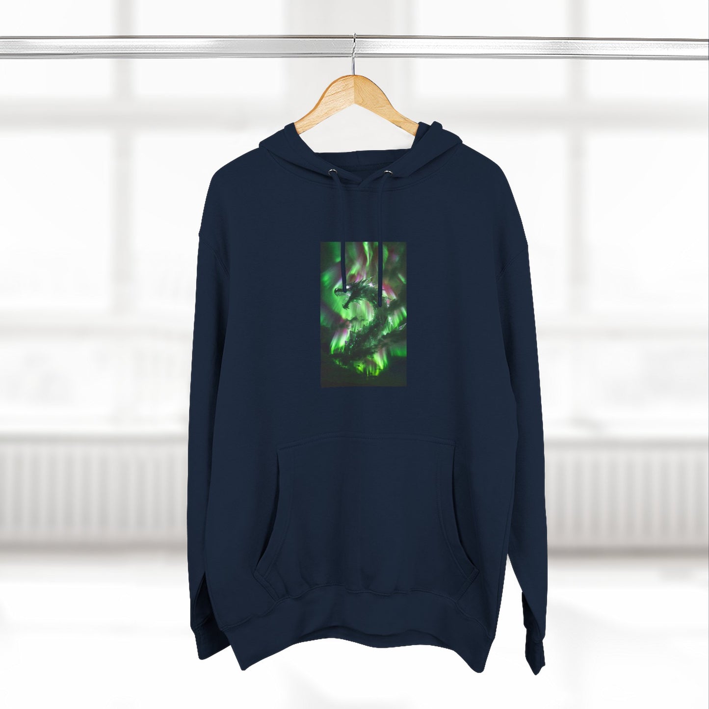 Green Nebula Abstract Hoodie — Aurora Swirl Fleece Pullover
