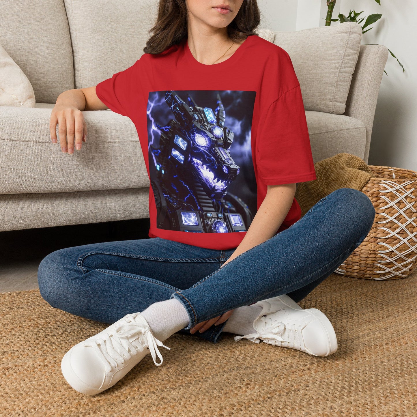 Dragon Mech Lightning T-Shirt — Cyber Dragon Graphic Tee