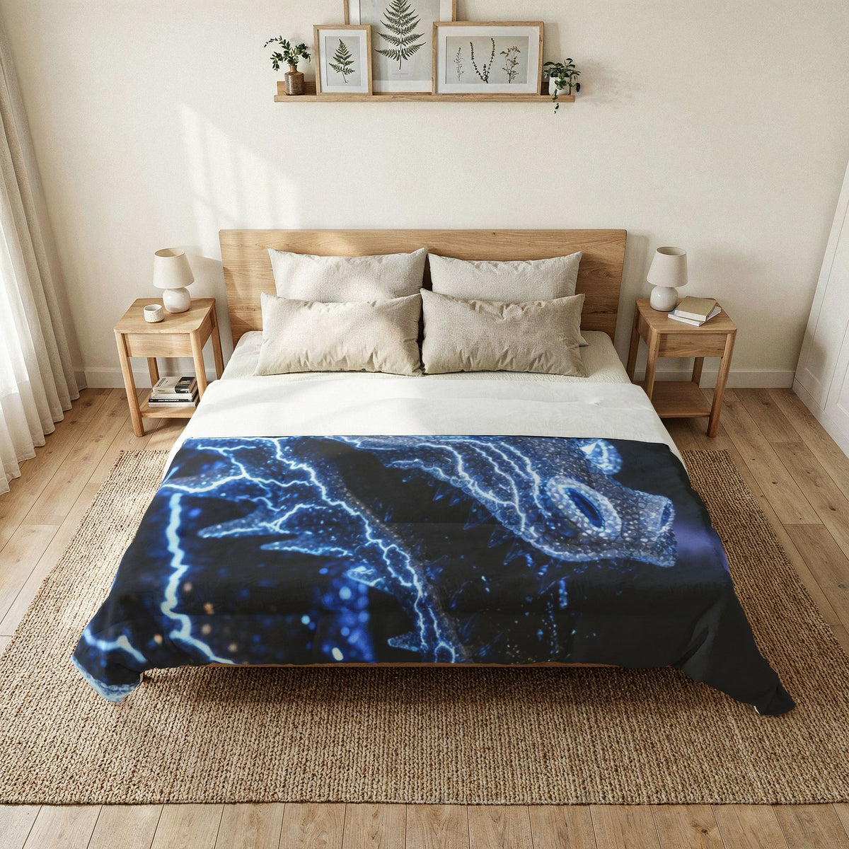 #1 Selling Electric Blue Dragon Cotton Comforter — Lightning Fantasy Bedding